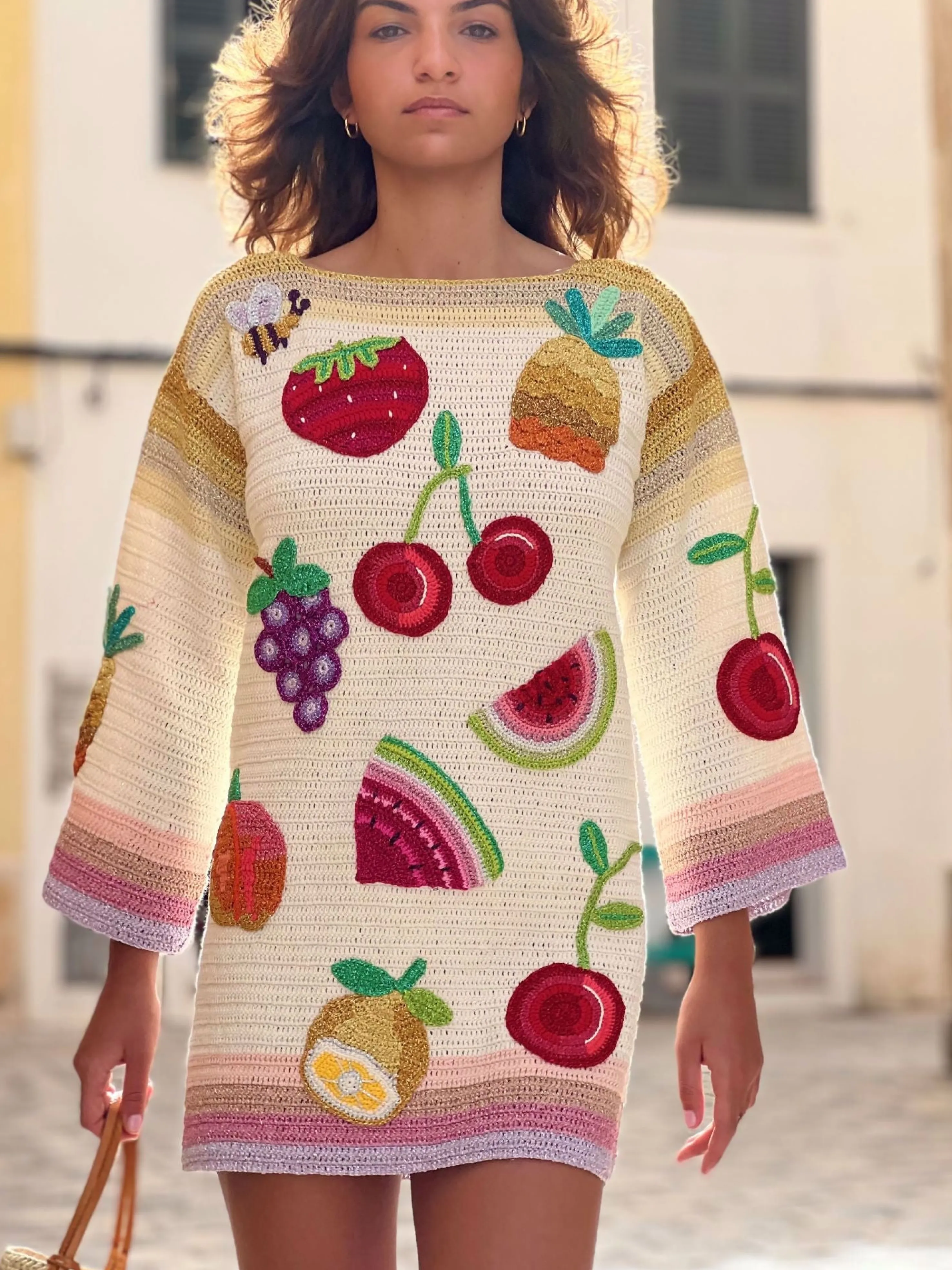 Rose Carmine Dresses-DRESS SLEEVES 3/4 TUTTI FRUTTI