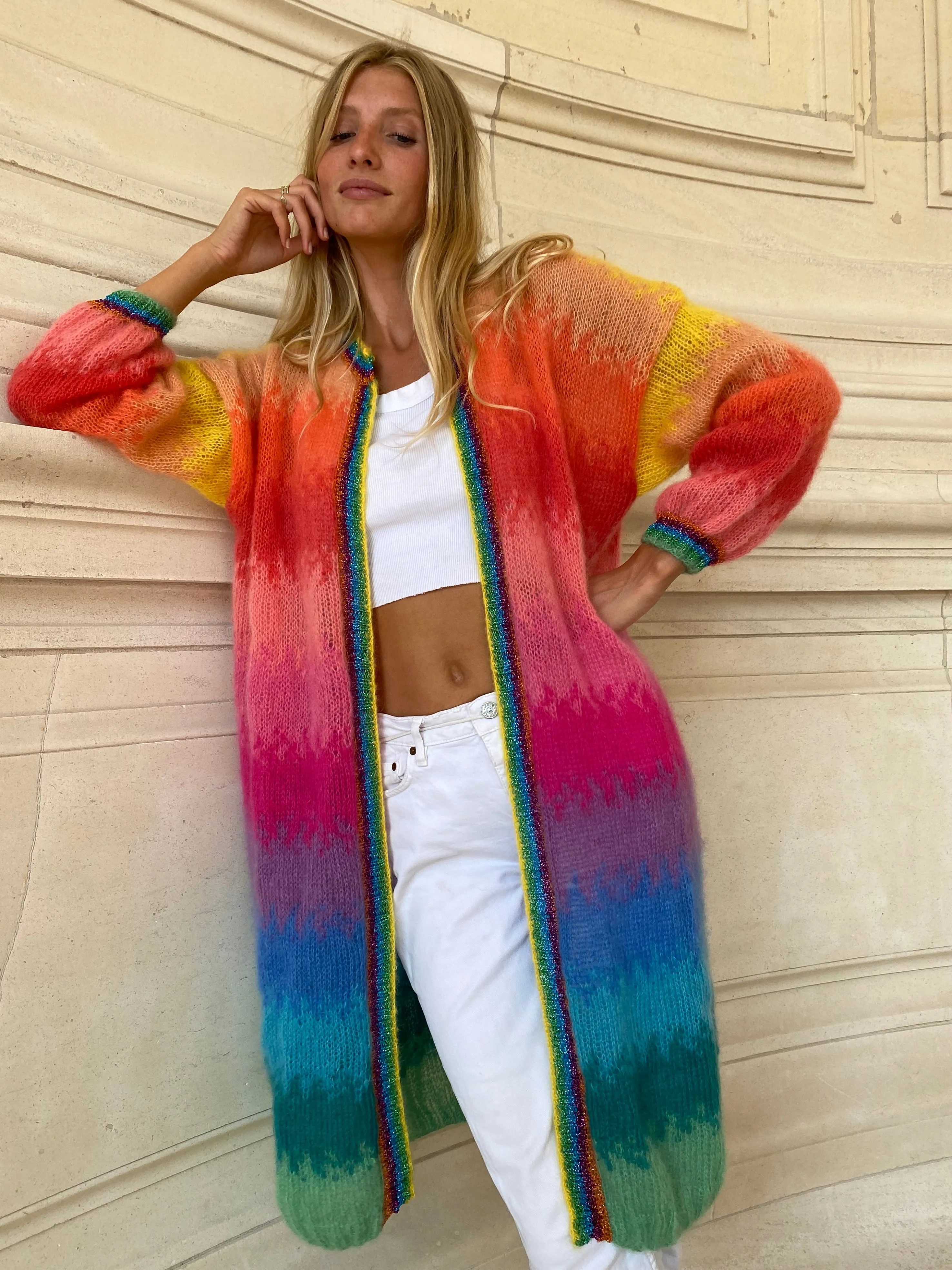 Rose Carmine Iconics|Coats-STRONG TIE&DYE COAT