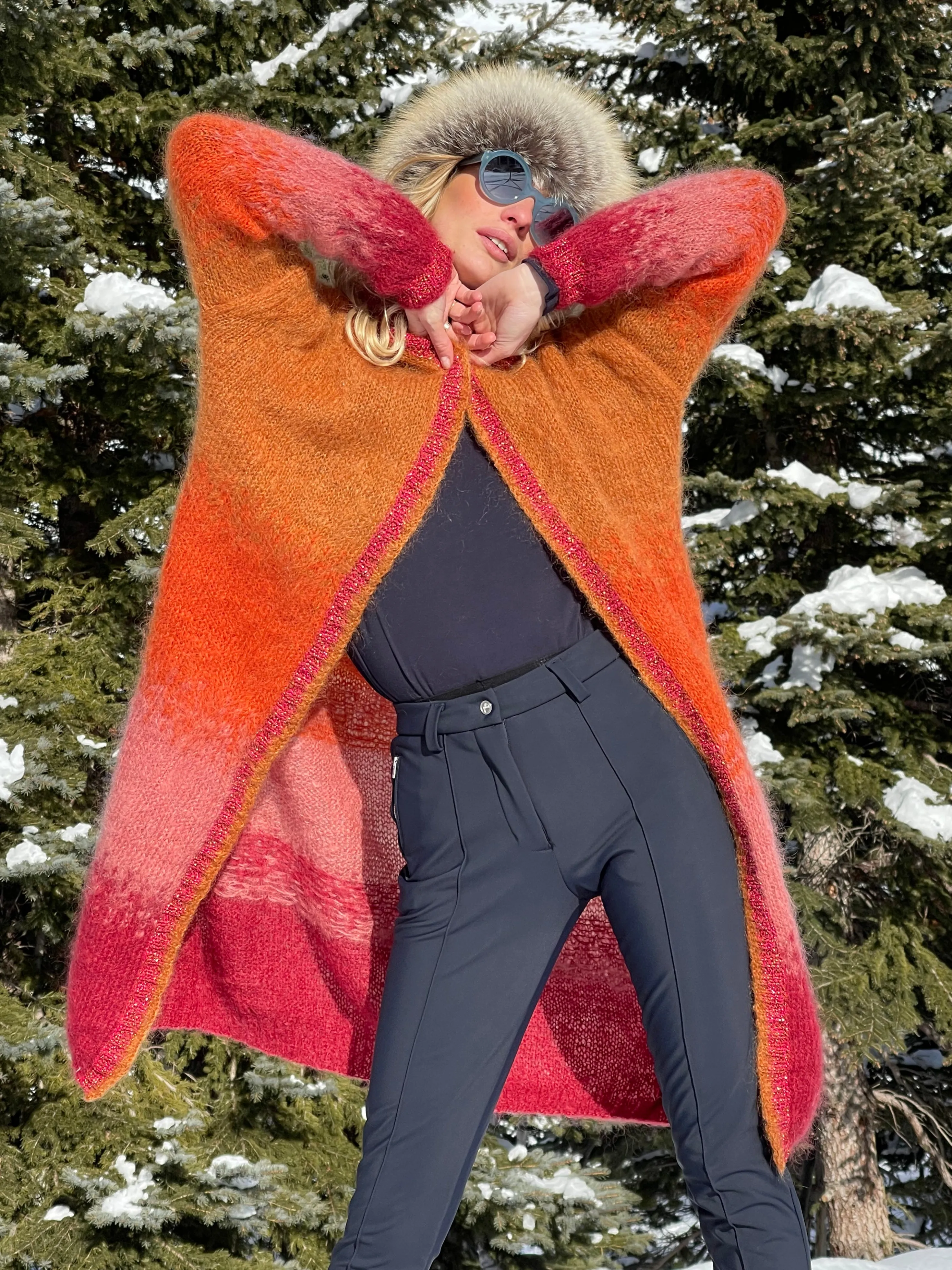 Rose Carmine Coats-BORDEAUX TIE&DYE 4 COLORS HOODIE COAT