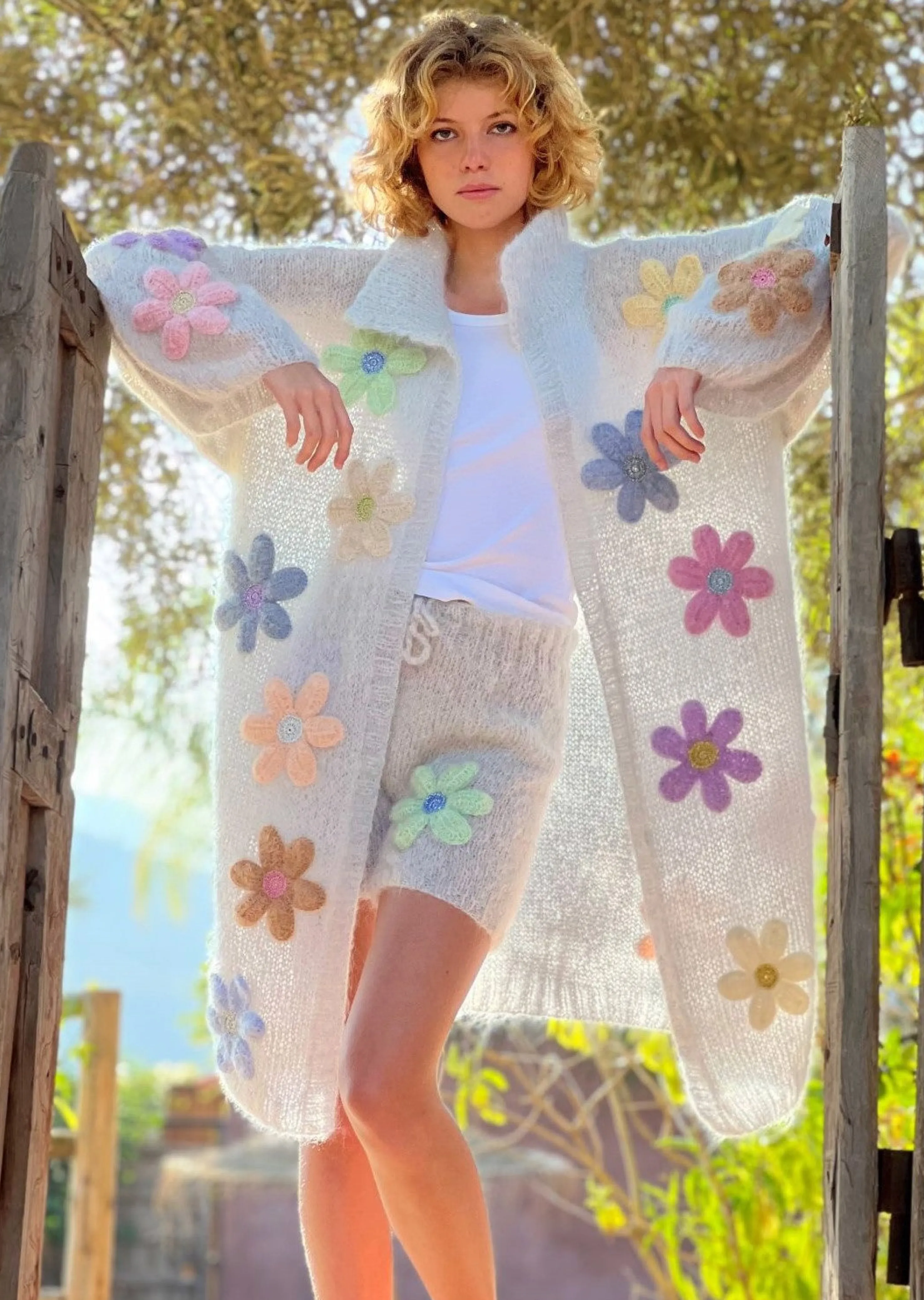 Rose Carmine Coats-COAT FREE FLOWERS GRIS