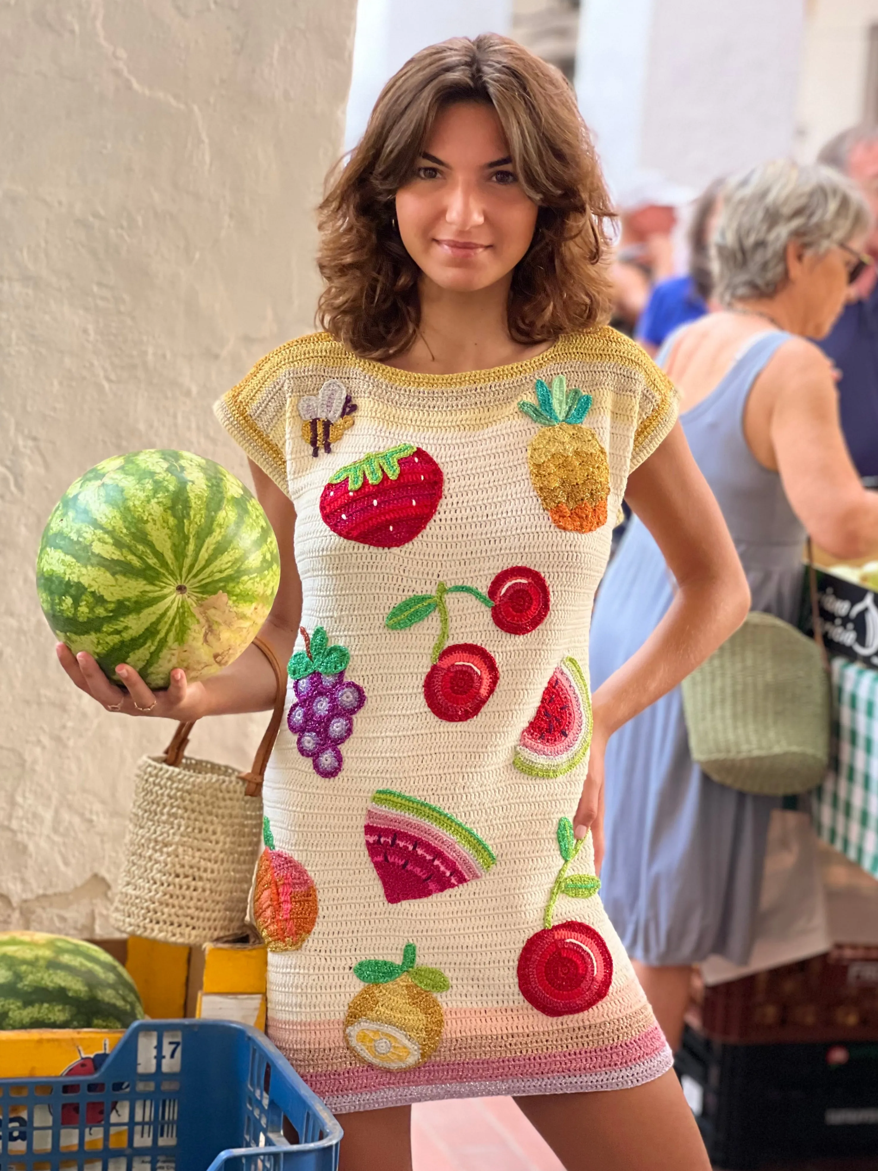 Rose Carmine Dresses-DRESS NO SLEEVES TUTTI FRUTTI