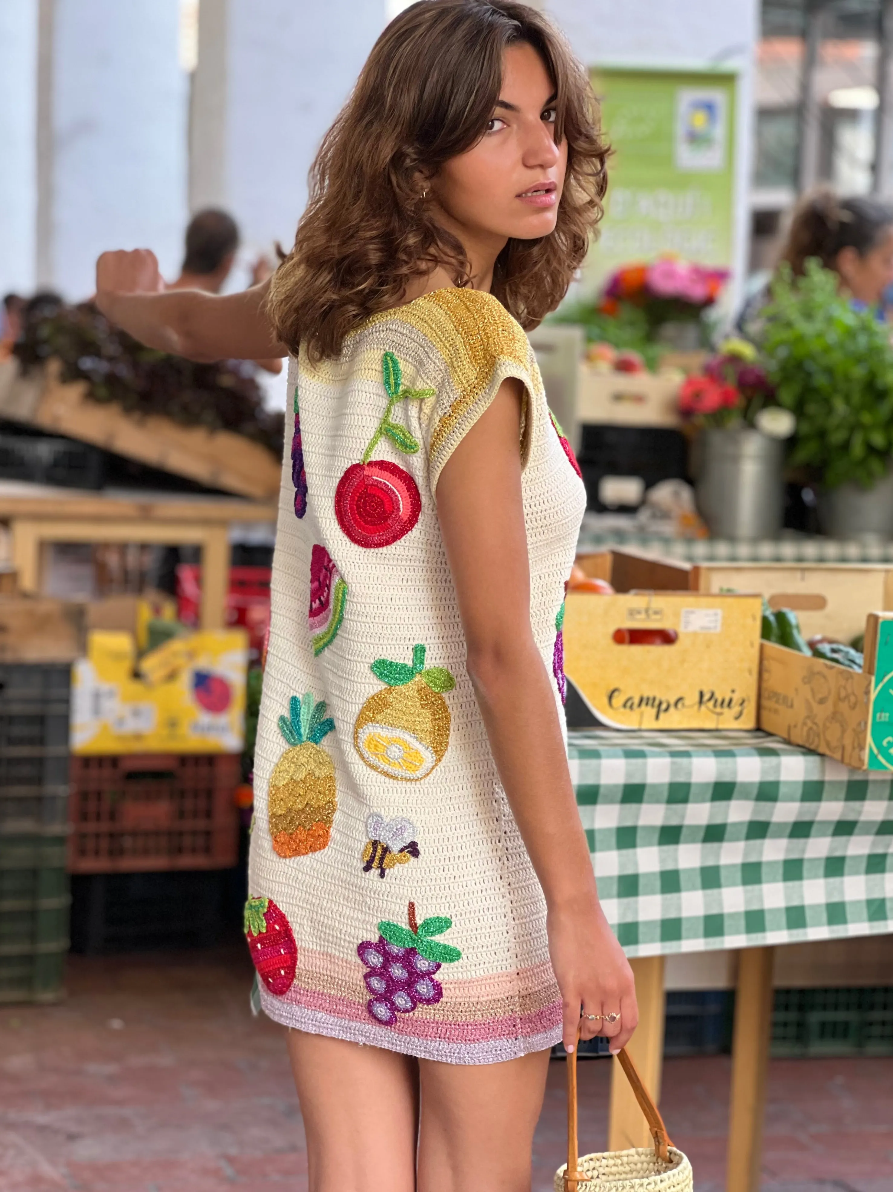 Rose Carmine Dresses-DRESS NO SLEEVES TUTTI FRUTTI