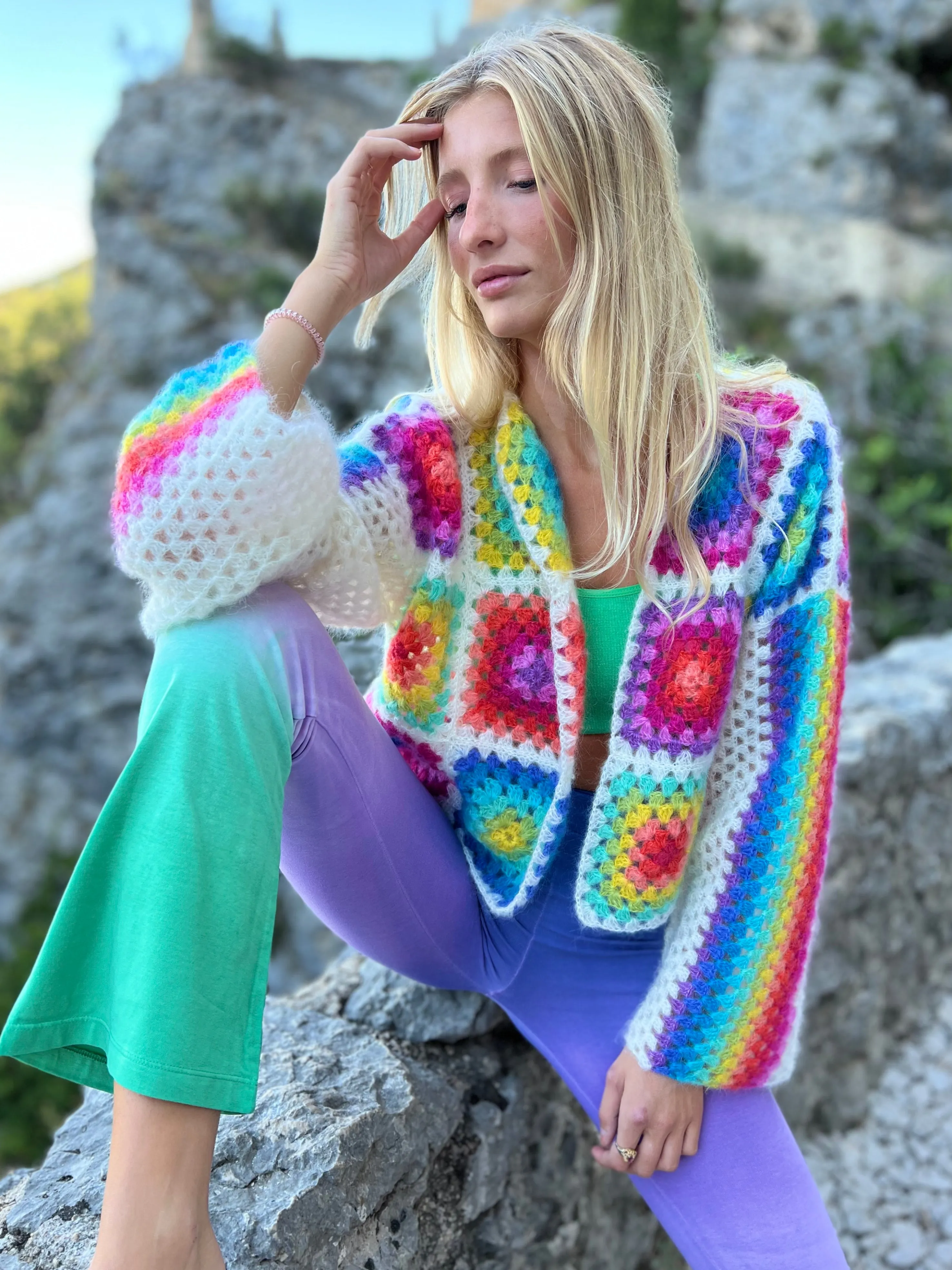 Rose Carmine Boleros-STRONG PATCHWORK MOHAIR BOLERO