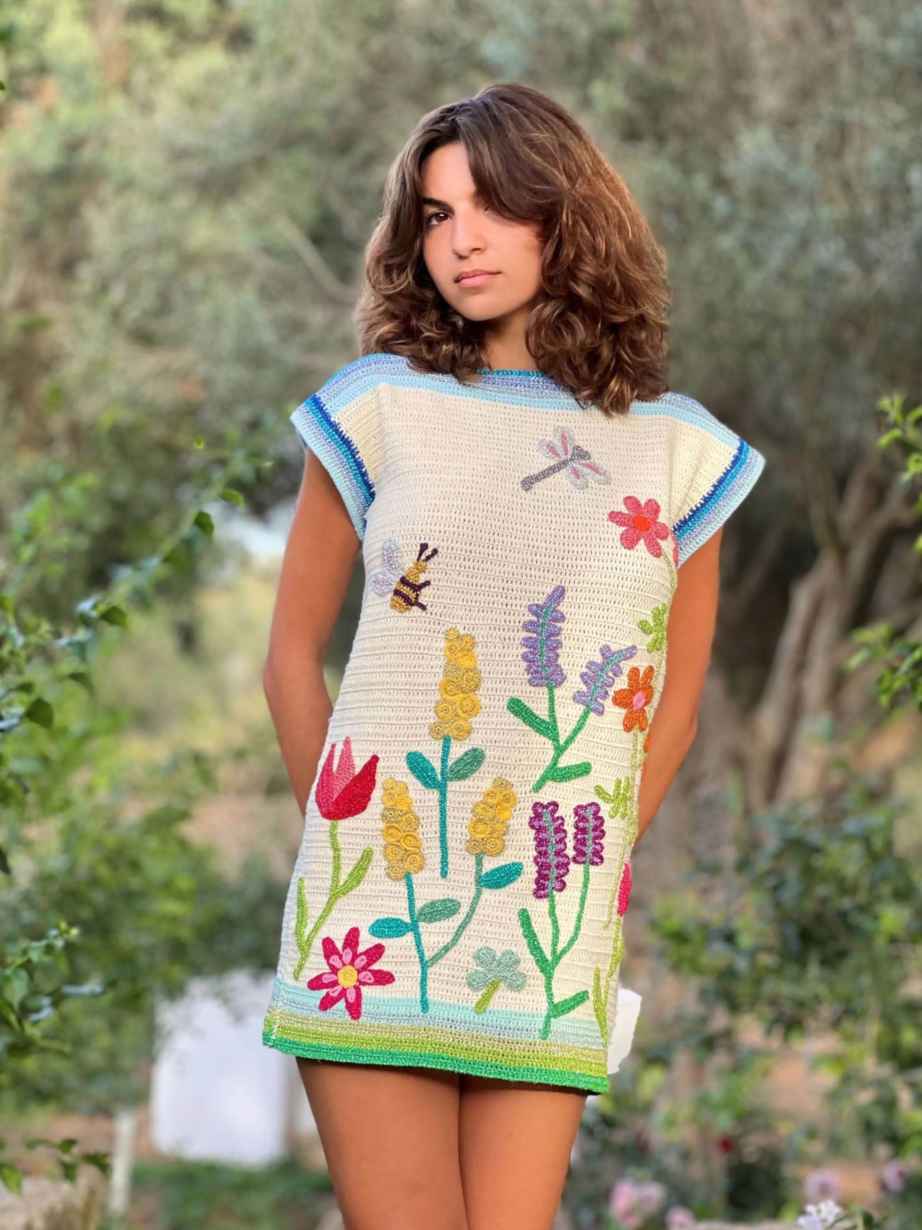 Rose Carmine Dresses-DRESS NO SLEEVES GARDEN PARTY