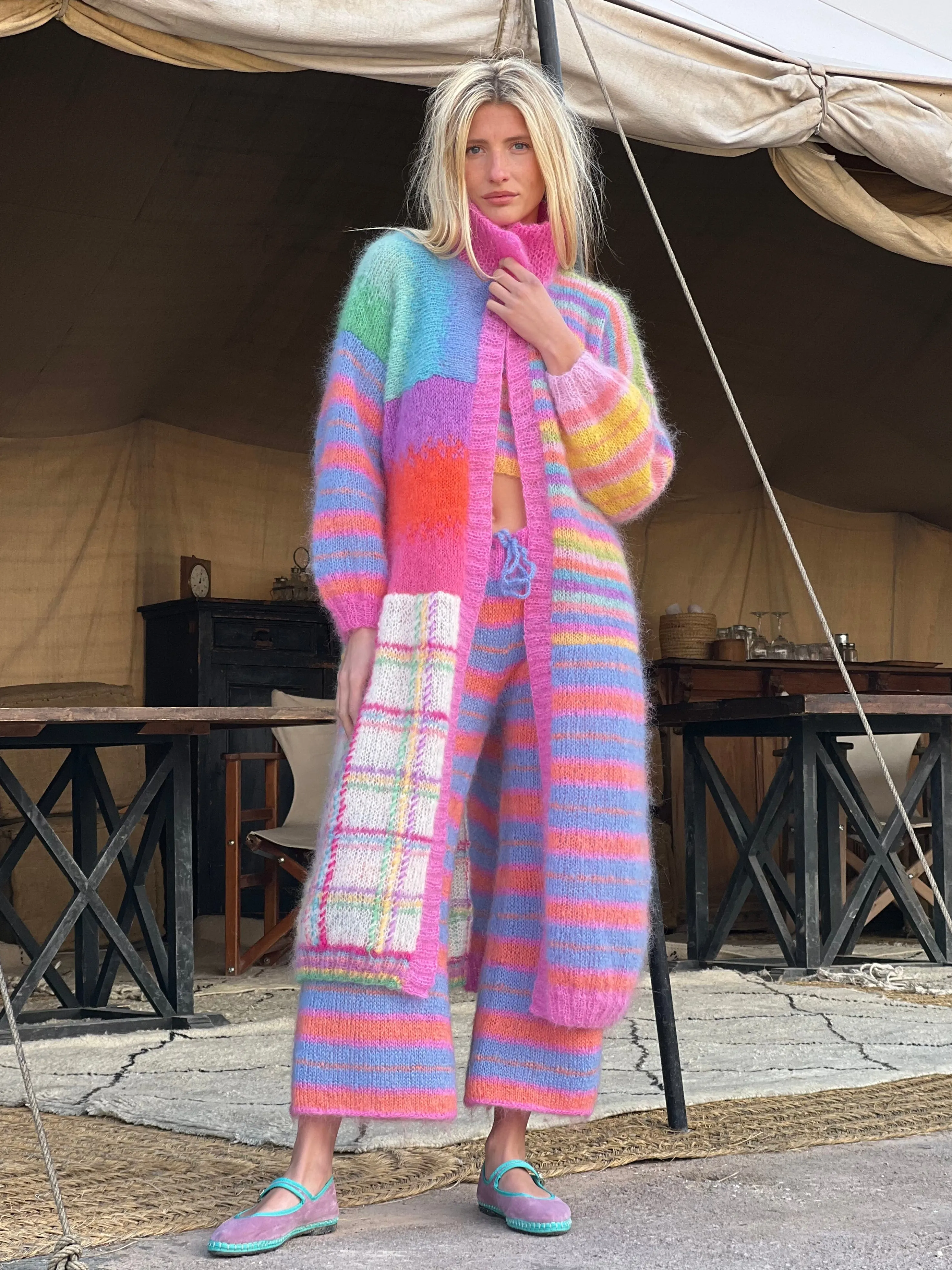 Rose Carmine Iconics|Coats-COAT PATCHWORK PASTELS