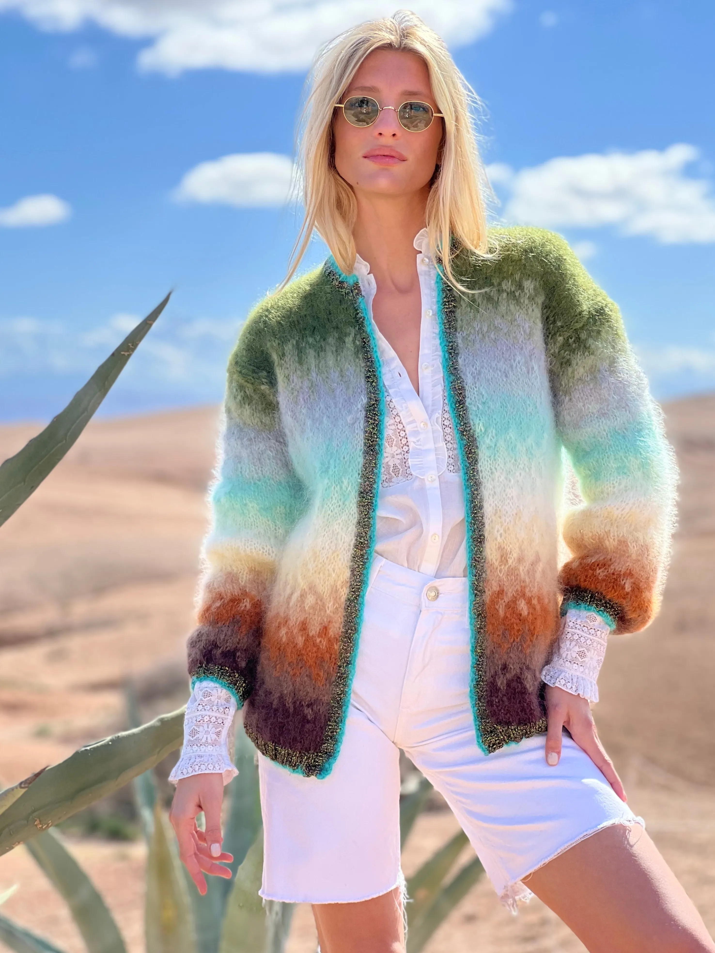 Rose Carmine Iconics|Jackets-LITTLE JACKET TIE&DYE 12 COLORS CHOCO / KAKI