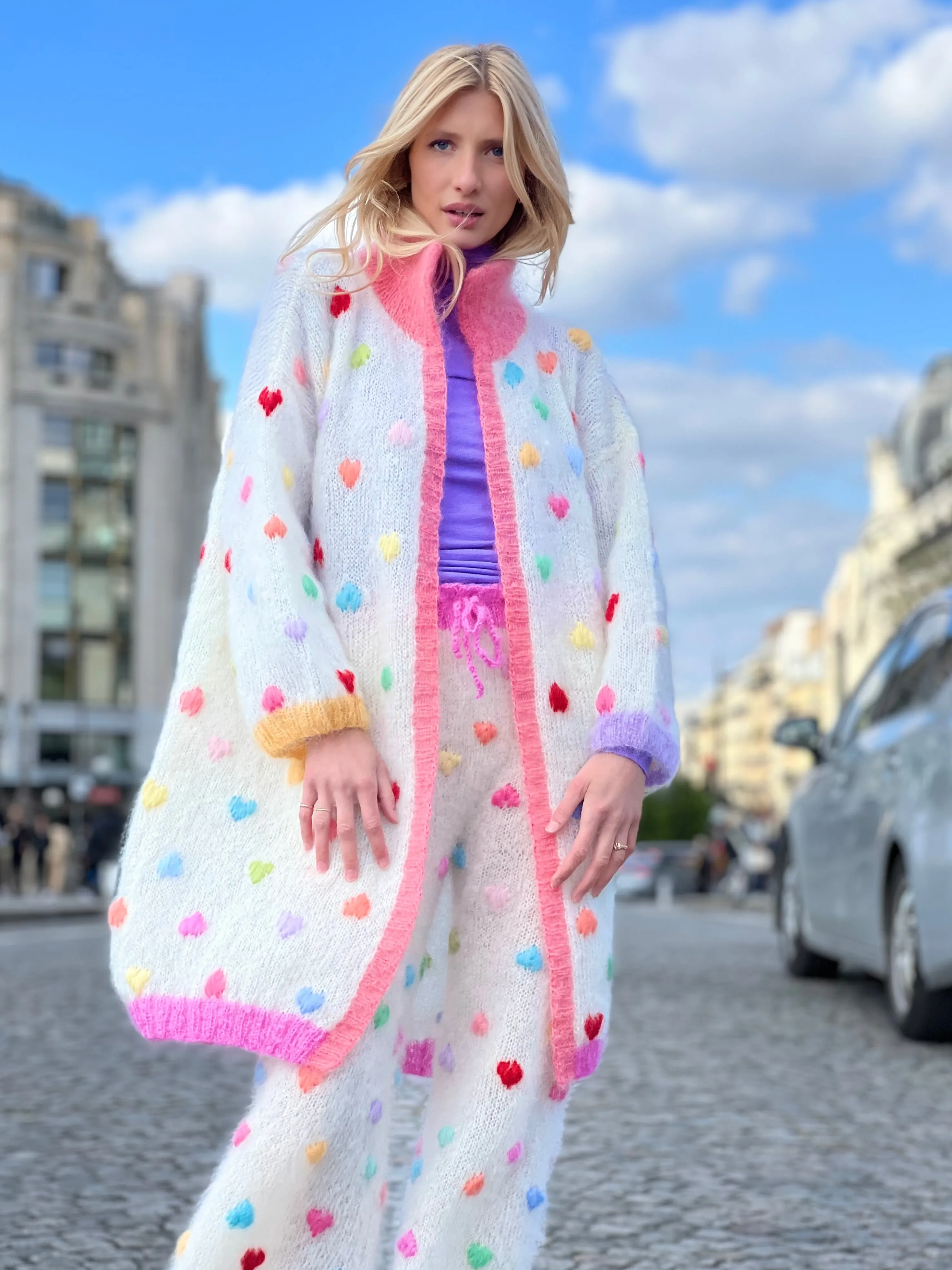Rose Carmine Coats-COAT MON AMOUR ECRU