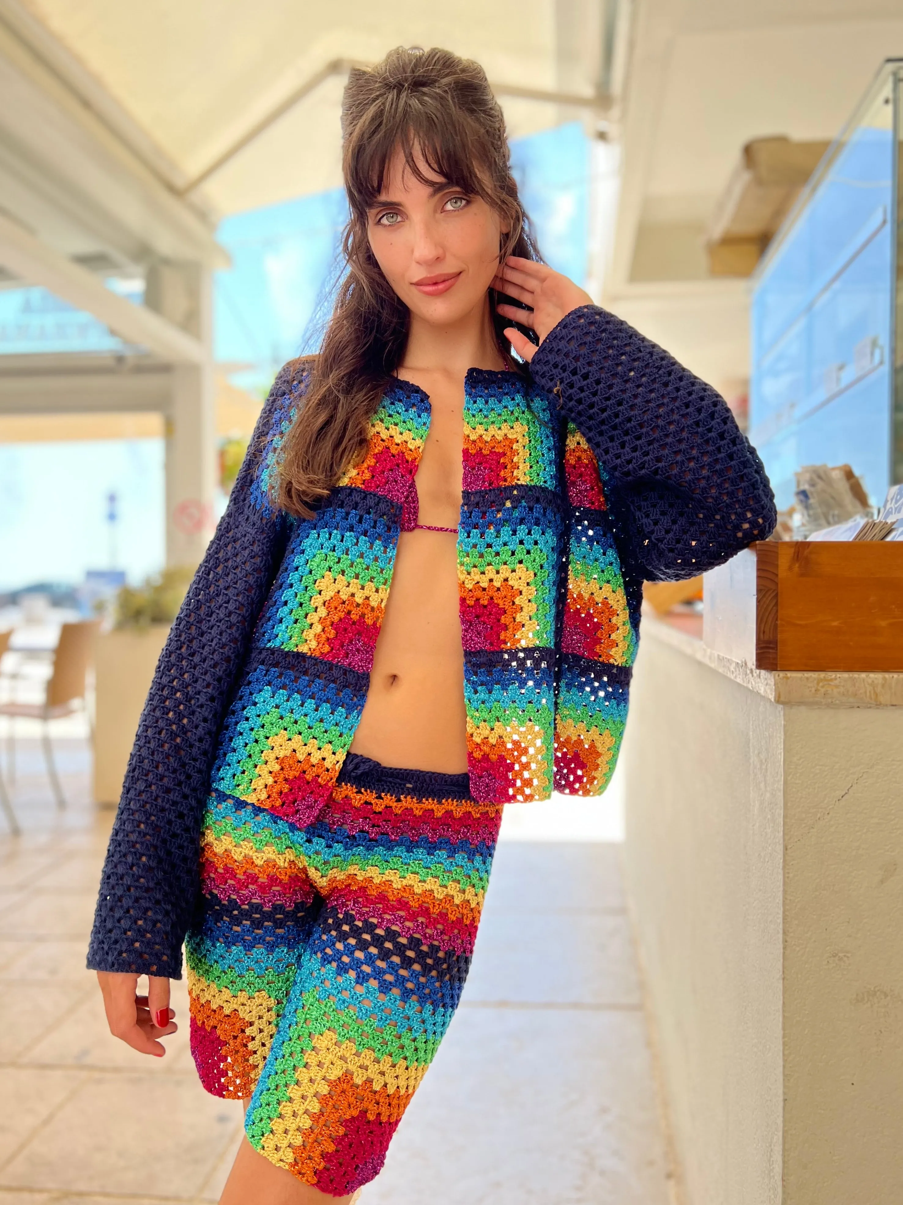 Rose Carmine Boleros-NAVY RAINBOW BOLERO