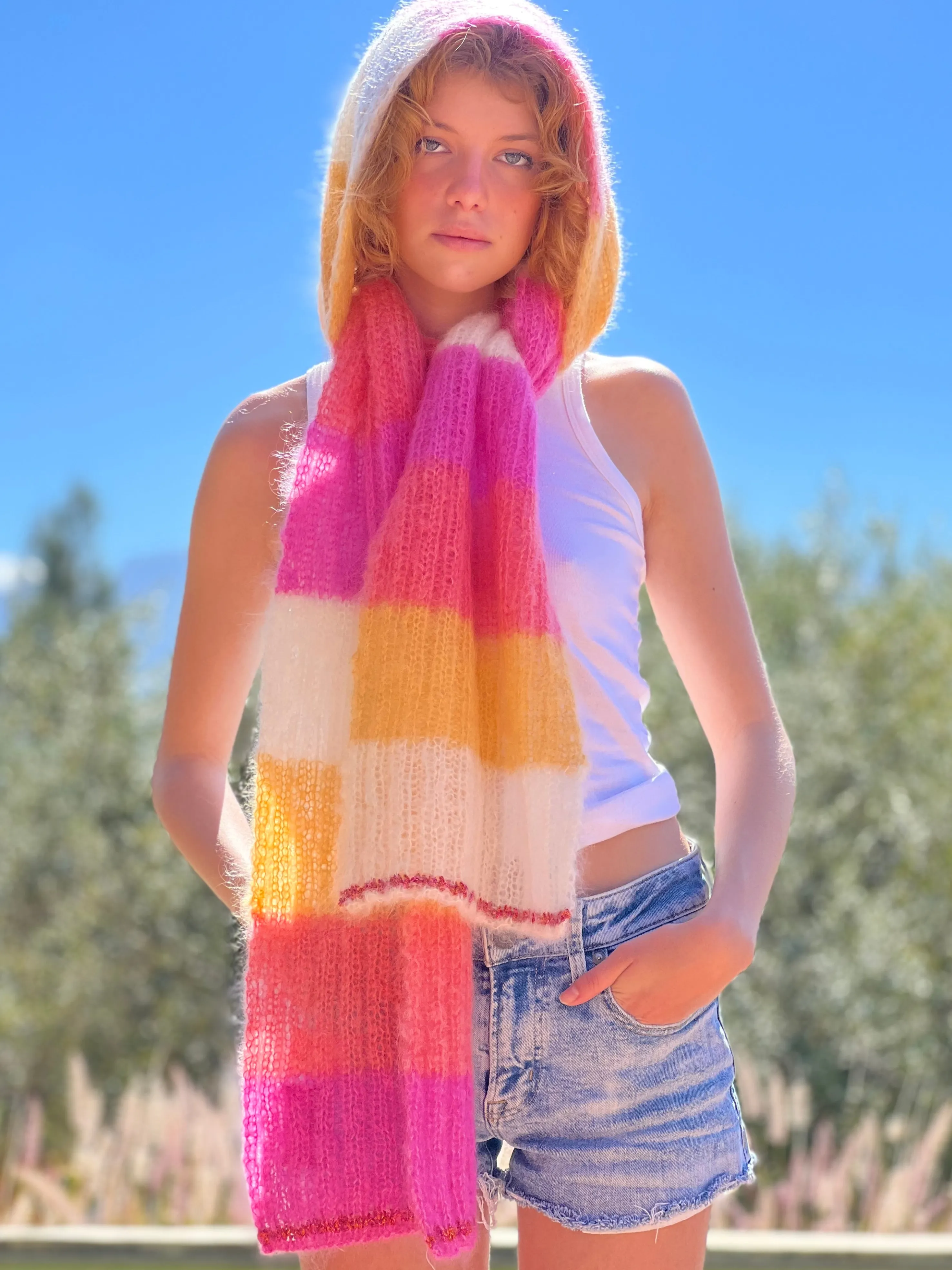 Rose Carmine Accessories-SCARF STRIPES SUNSHINE