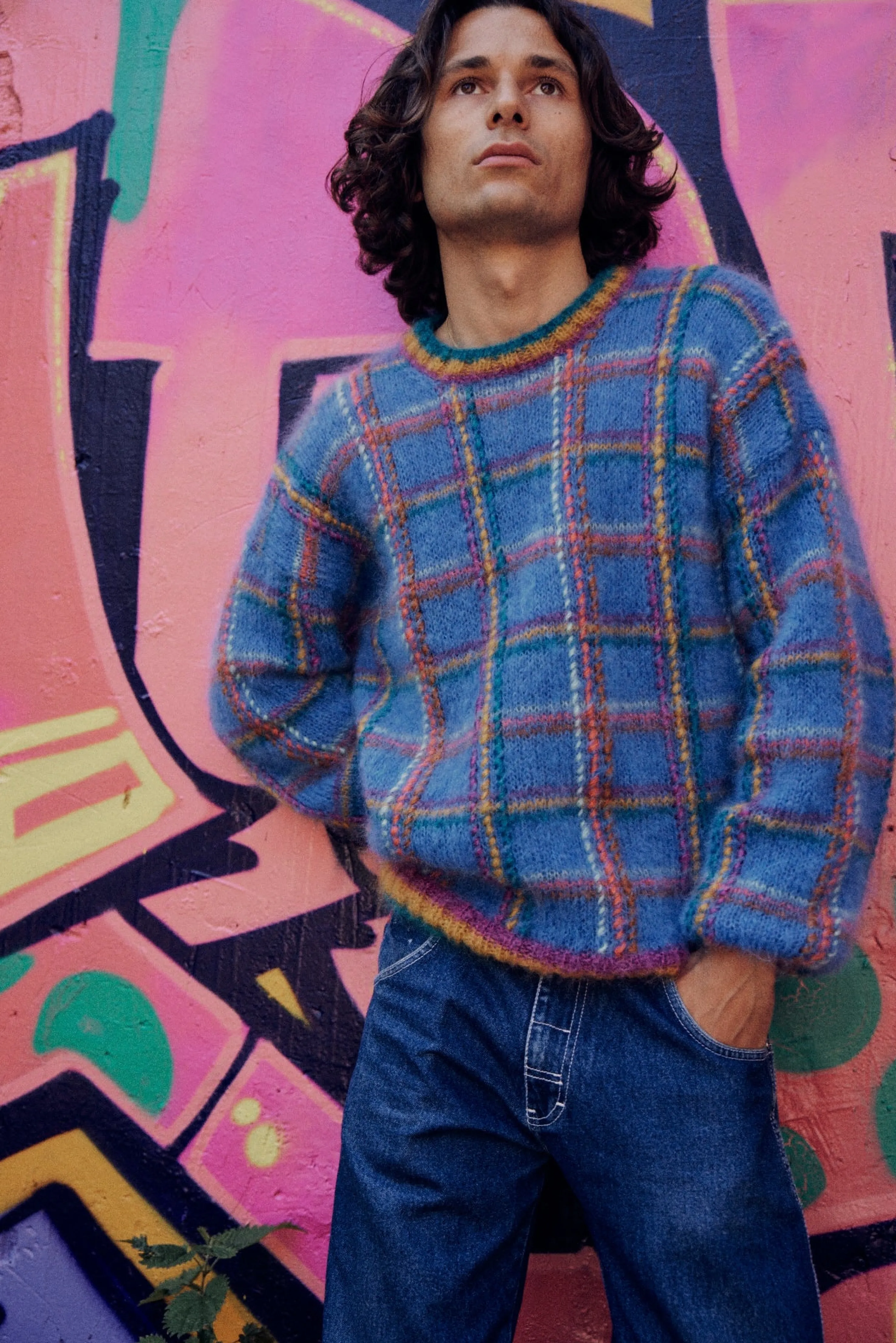 Rose Carmine Sweaters-SWEATER TARTAN BLUE