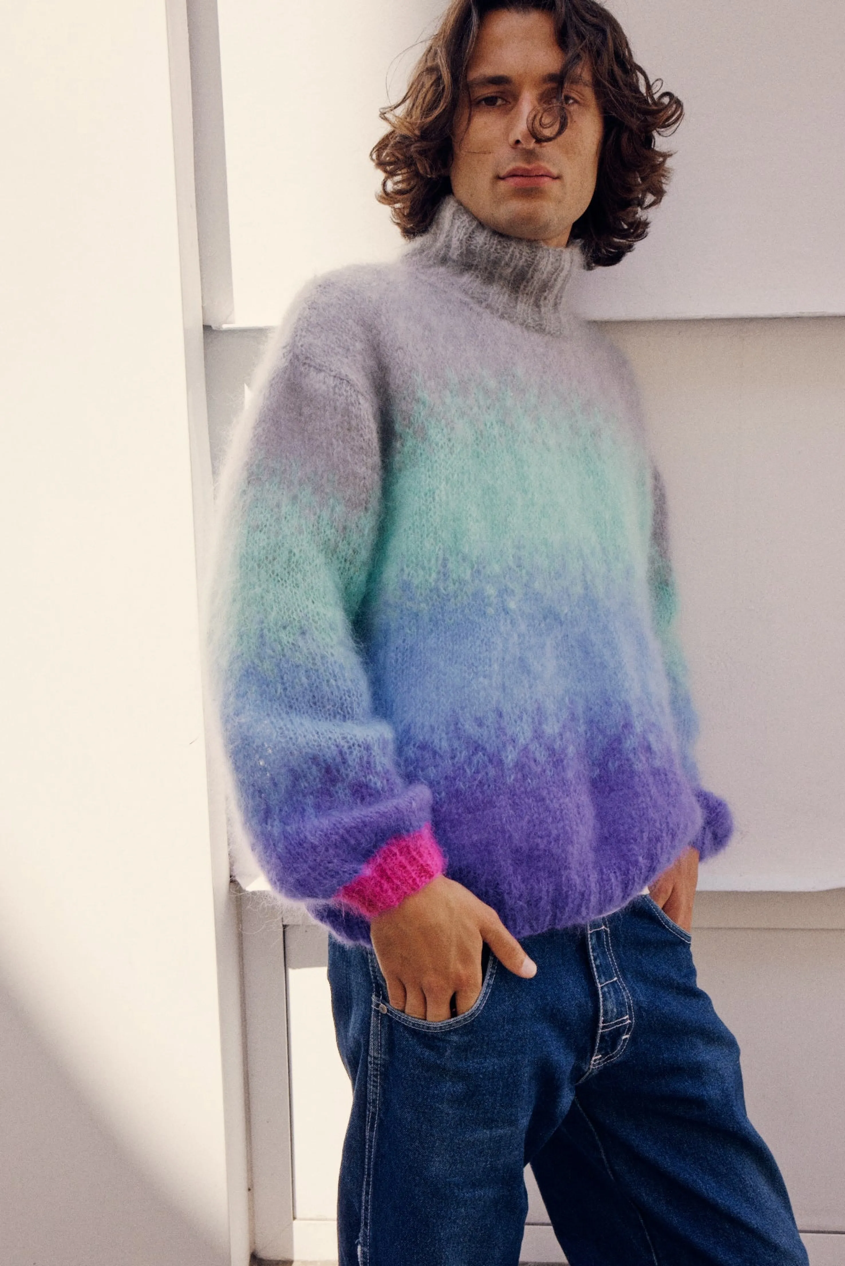 Rose Carmine Sweaters-SWEATER HNECK TIE&DYE GREY