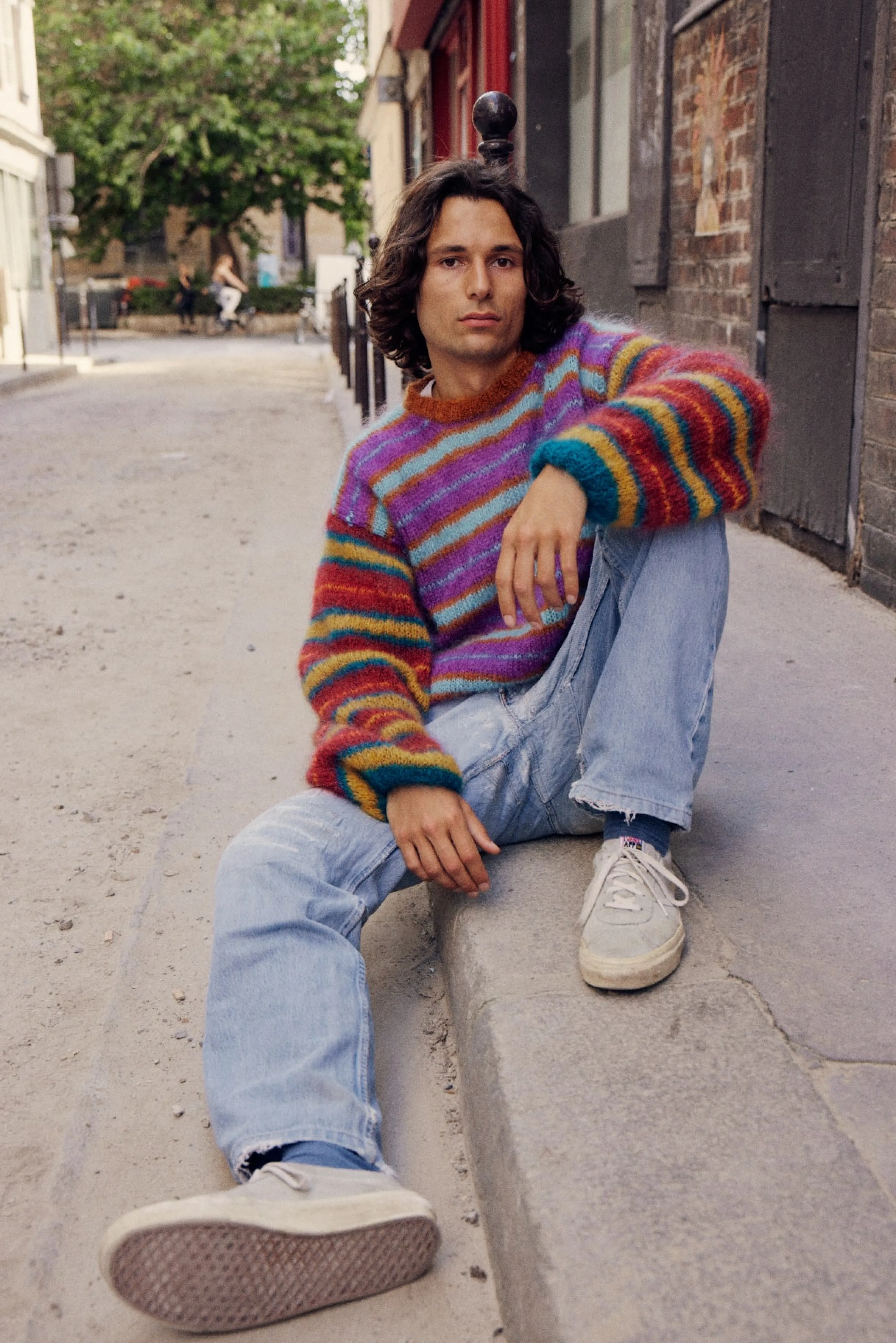 Rose Carmine Sweaters-SWEATER COOL STRIPES MULTICOLOR