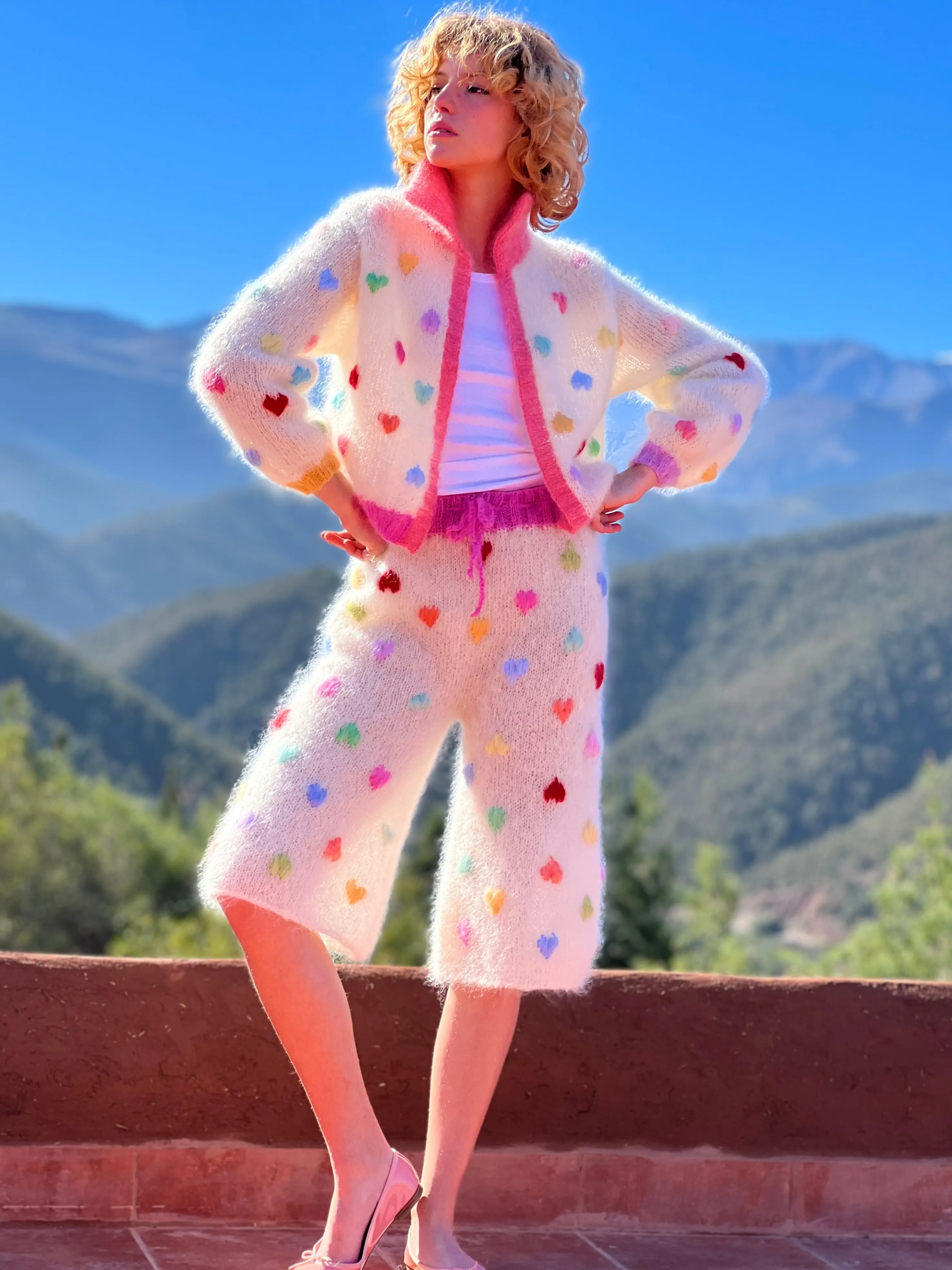 Rose Carmine Bottoms-BERMUDA MON AMOUR ECRU