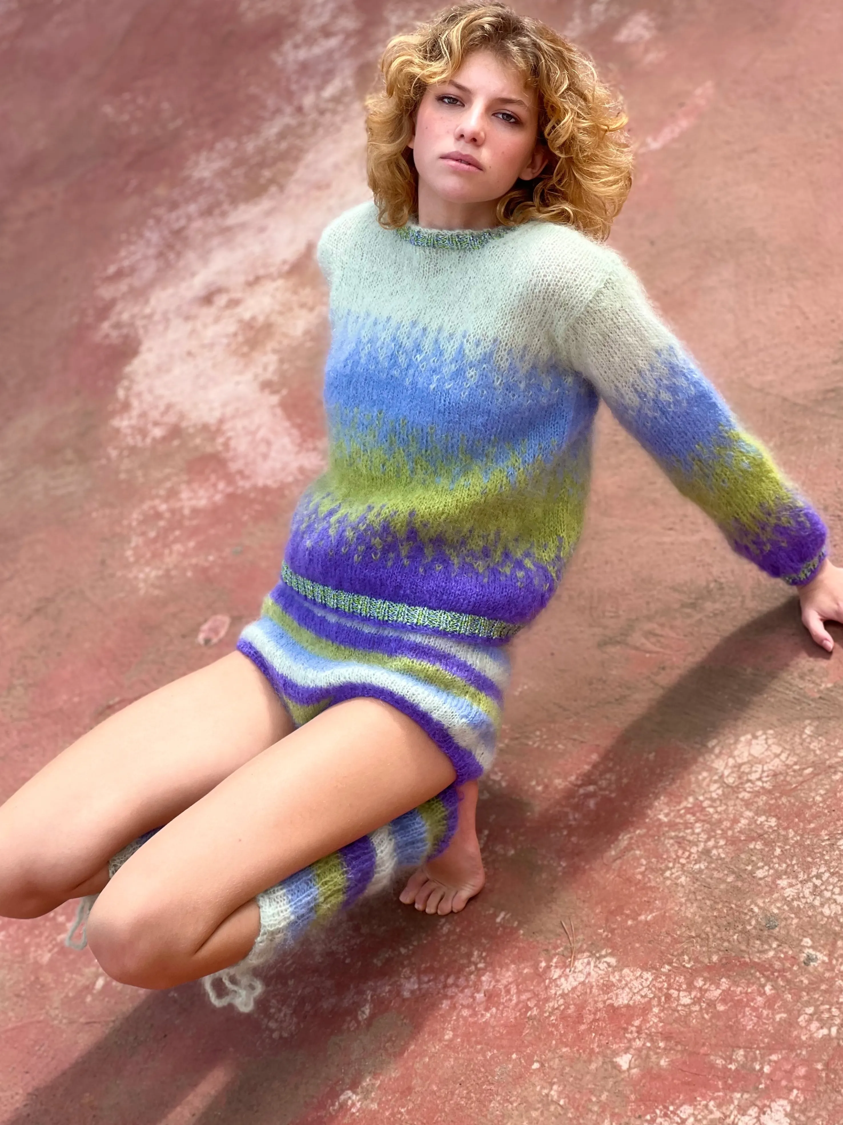 Rose Carmine Bottoms-CULOTTE STRIPES PACIFIQUE