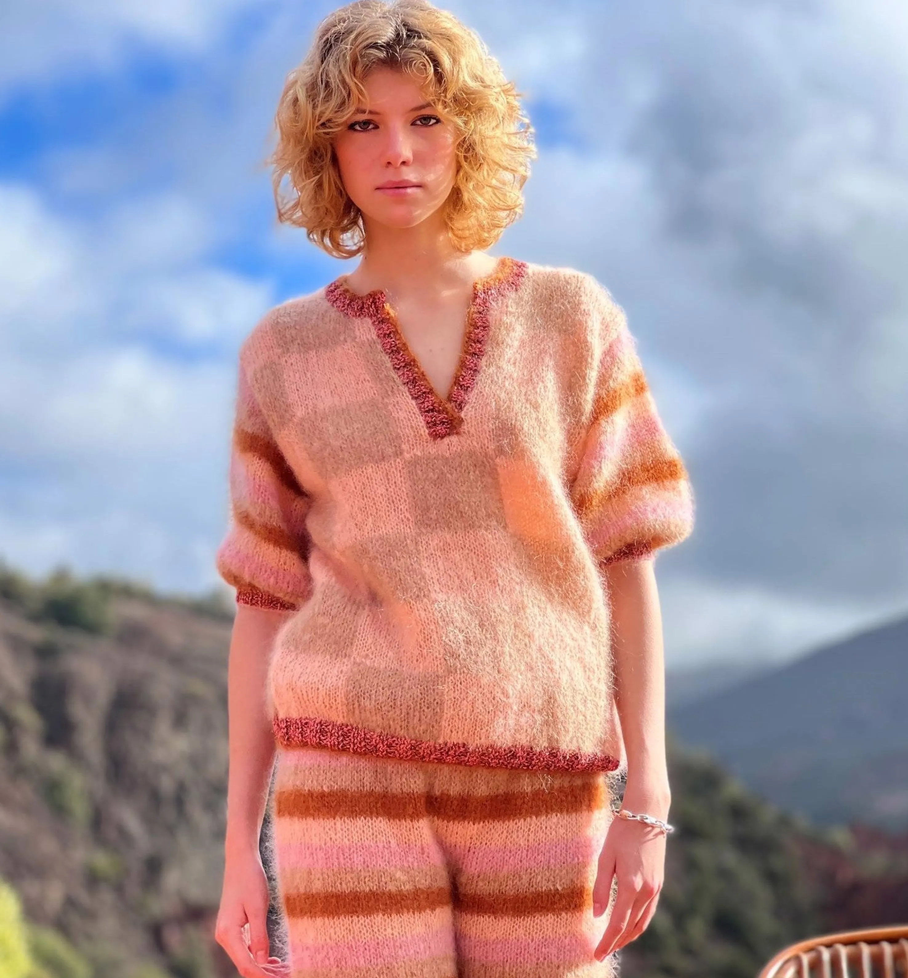 Rose Carmine Sweaters-SWEATER BALLOON PIXELS DUNE