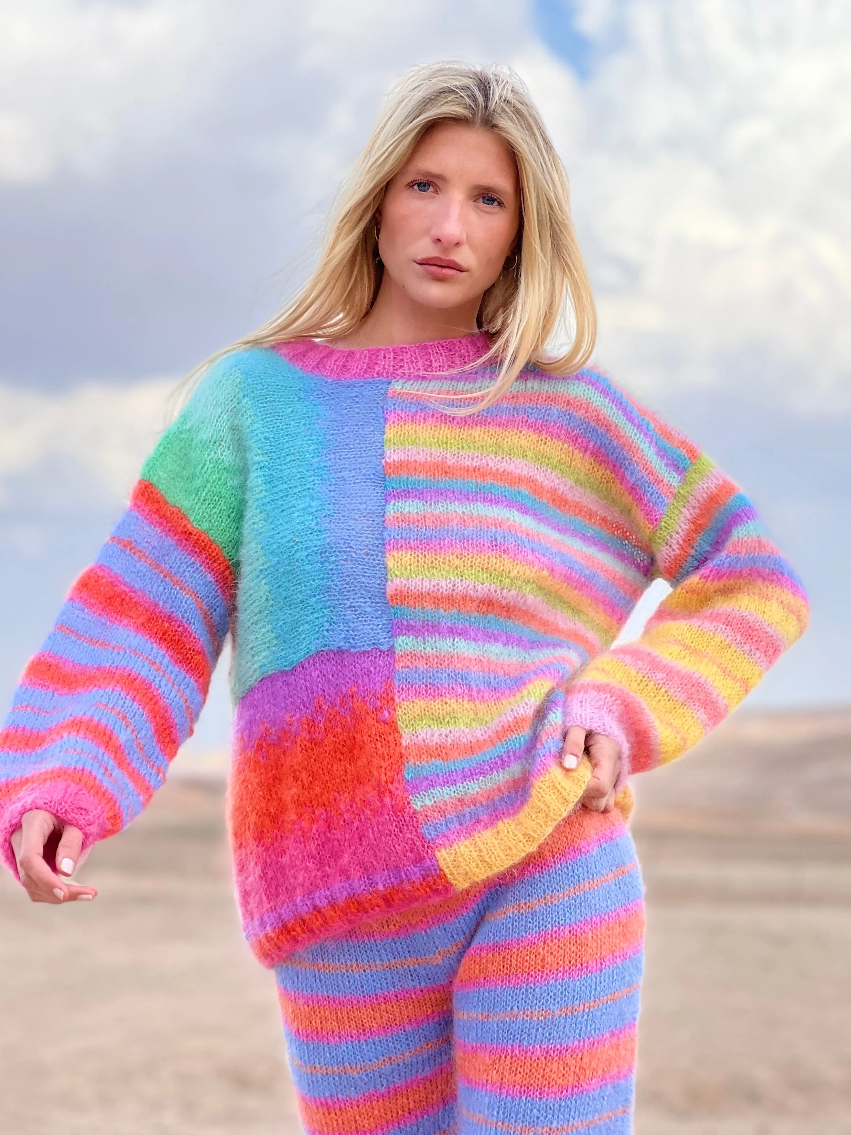 Rose Carmine Iconics|Sweaters-SWEATER PATCHWORK PASTELS