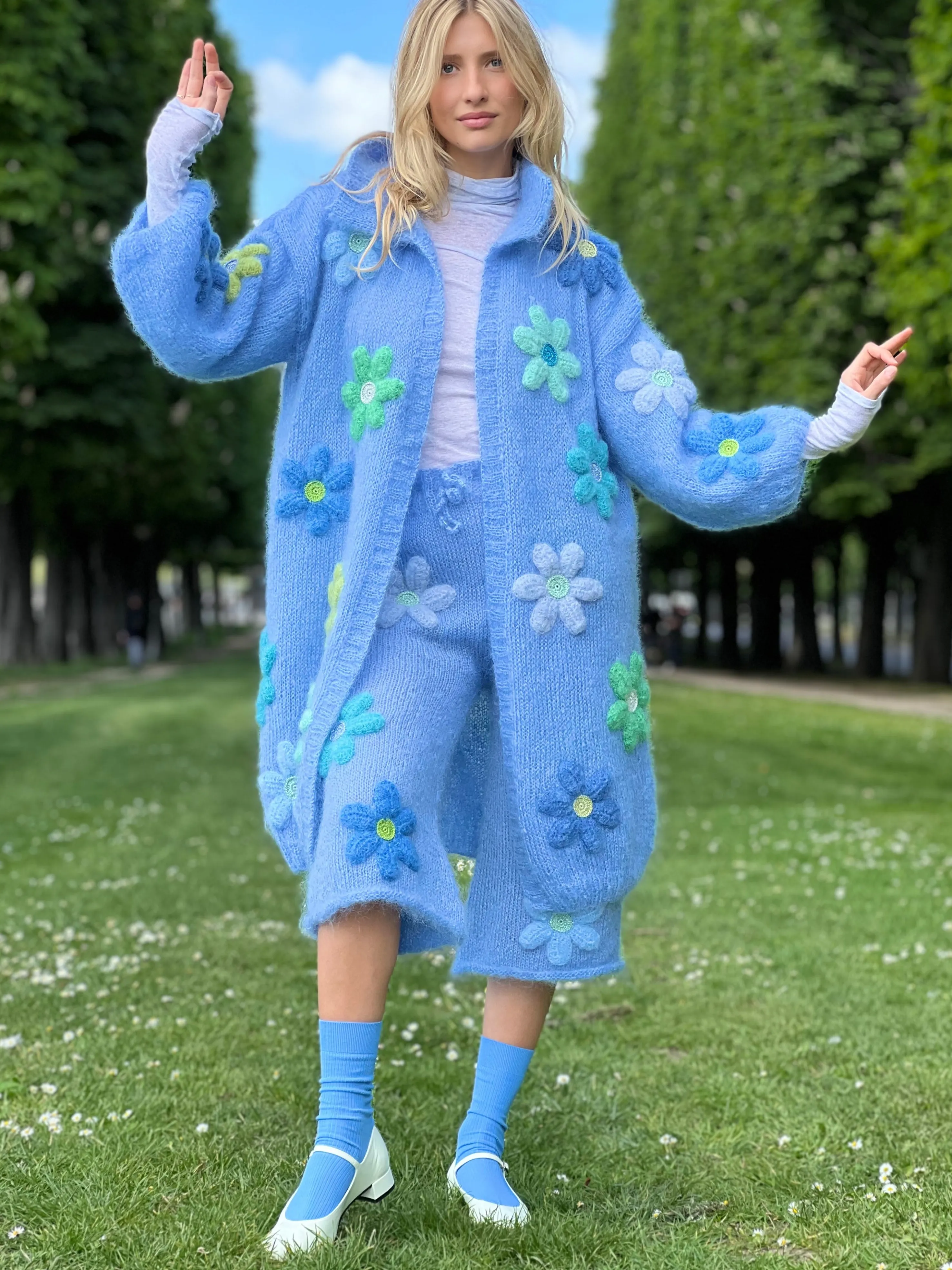 Rose Carmine Coats-COAT FREE FLOWERS BLEU