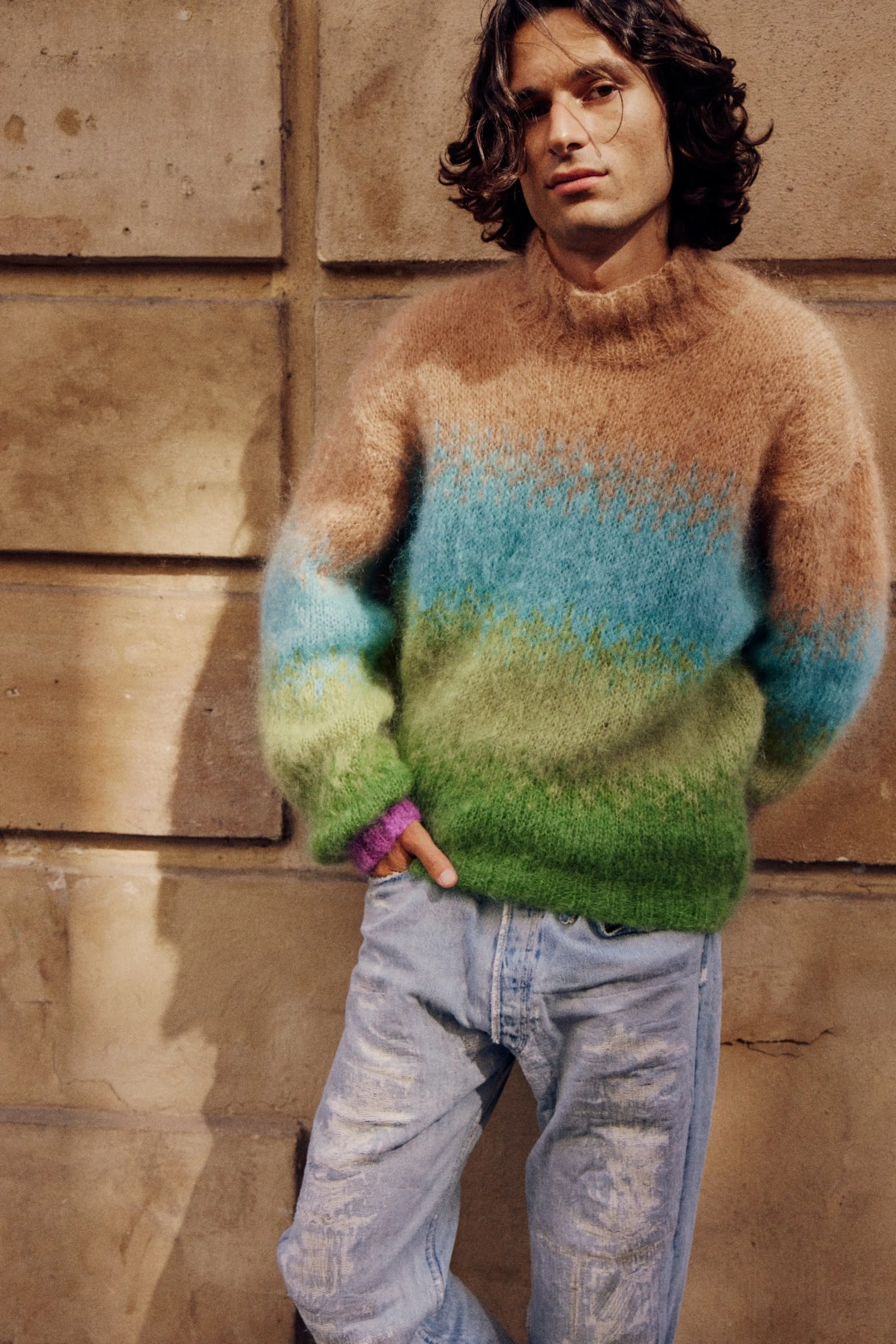 Rose Carmine Sweaters-SWEATER HNECK TIE&DYE BEIGE