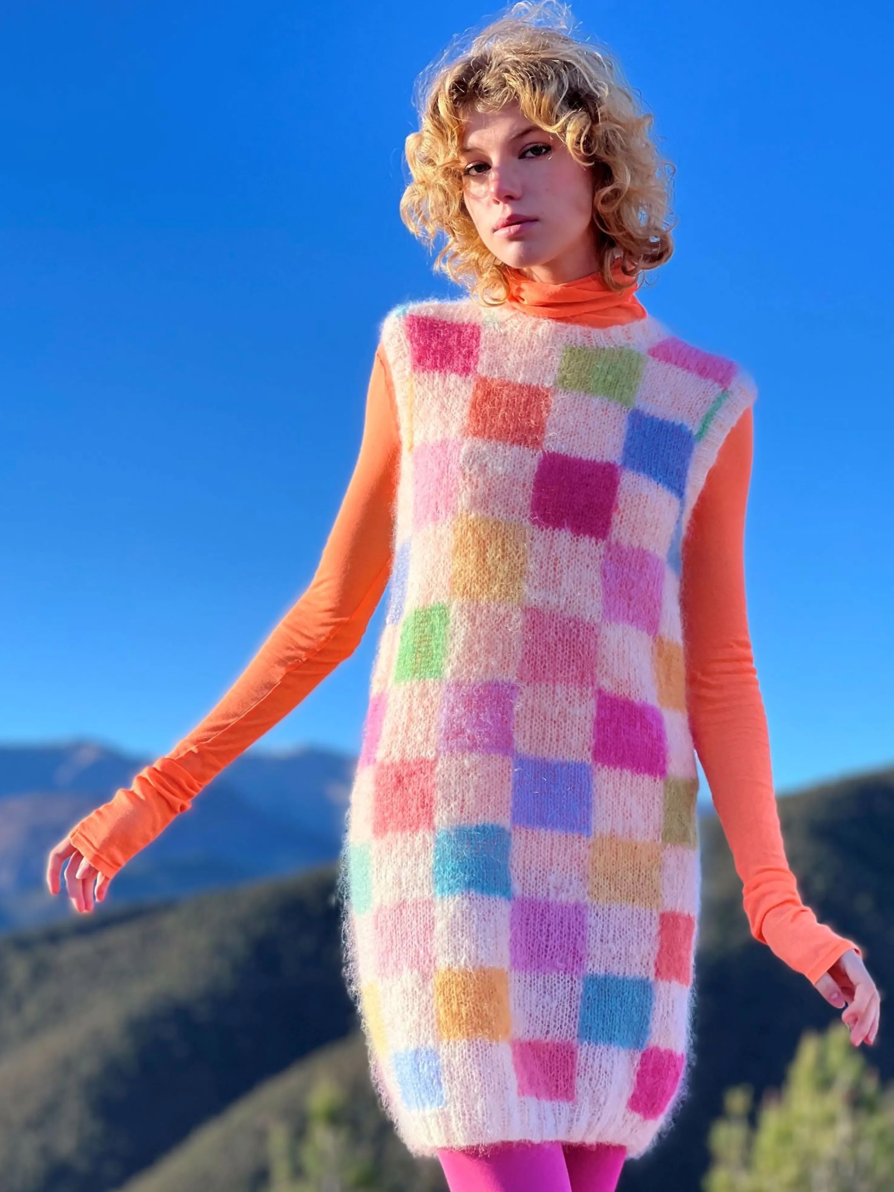 Rose Carmine Dresses-DRESS PIXELS ECRU