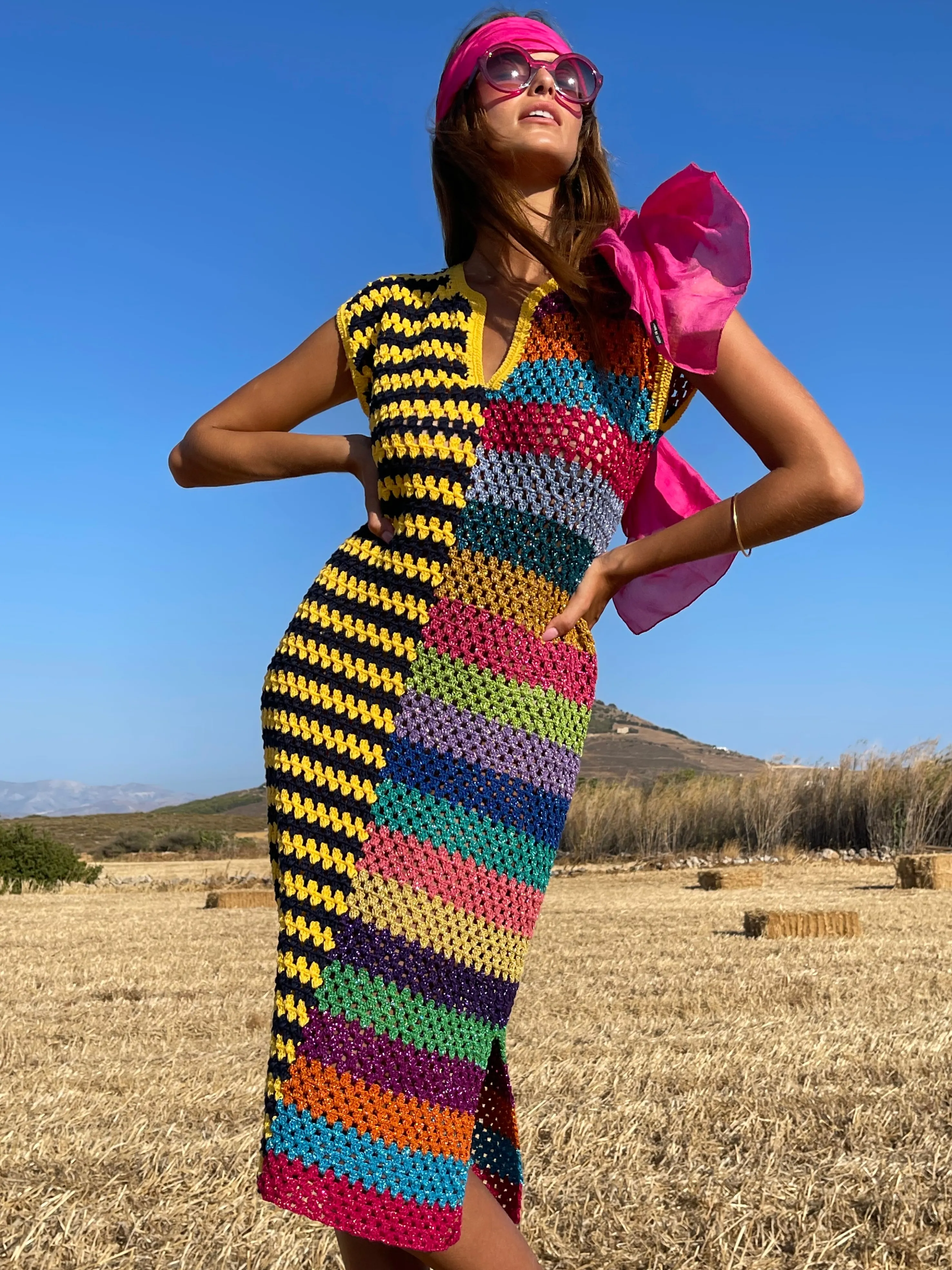 Rose Carmine Dresses-NAVY / YELLOW JOKER DRESS DJELABA