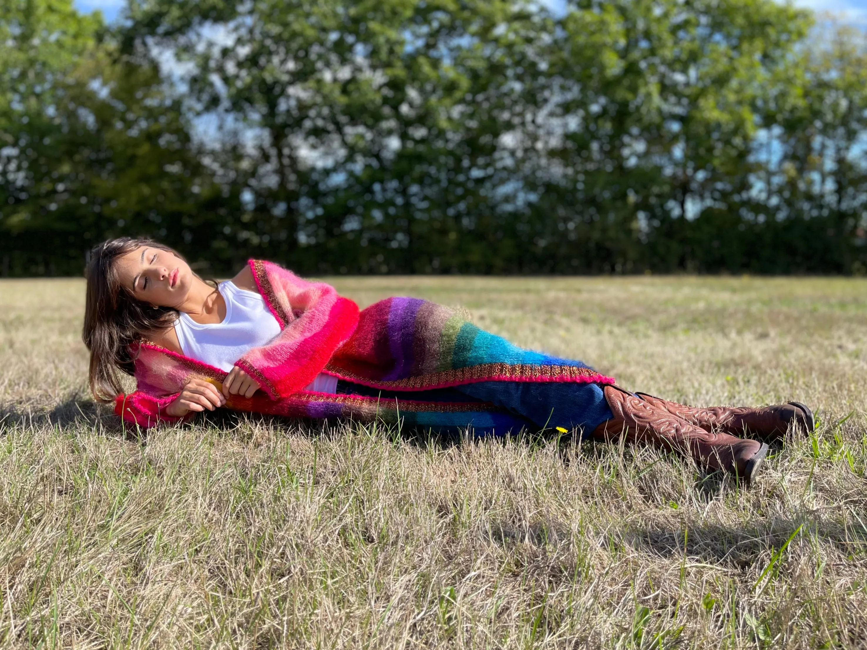 Rose Carmine Iconics|Coats-COAT HOODIE STRIPES MULTICOLOR