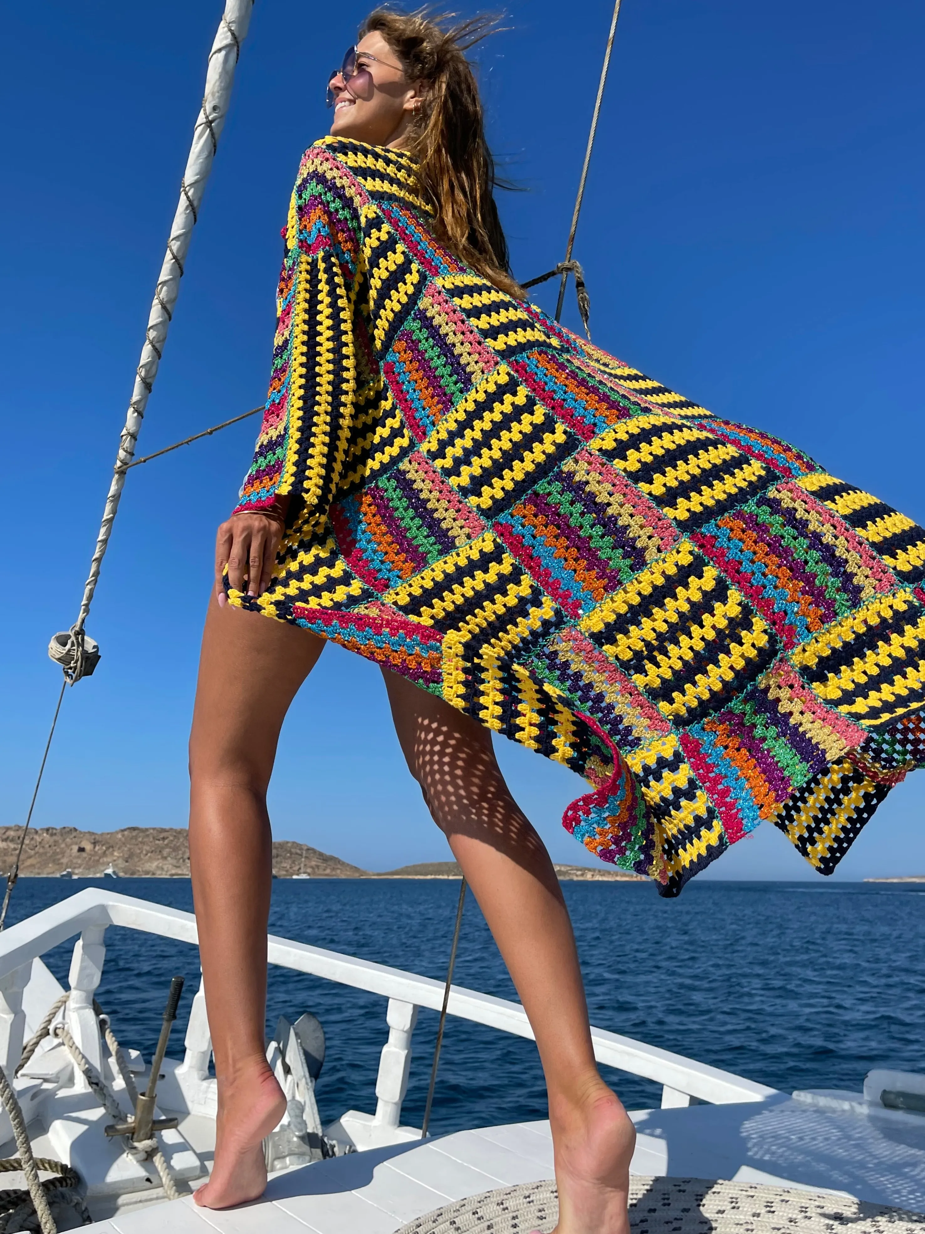 Rose Carmine Coats-NAVY / YELLOW RUBAN COAT