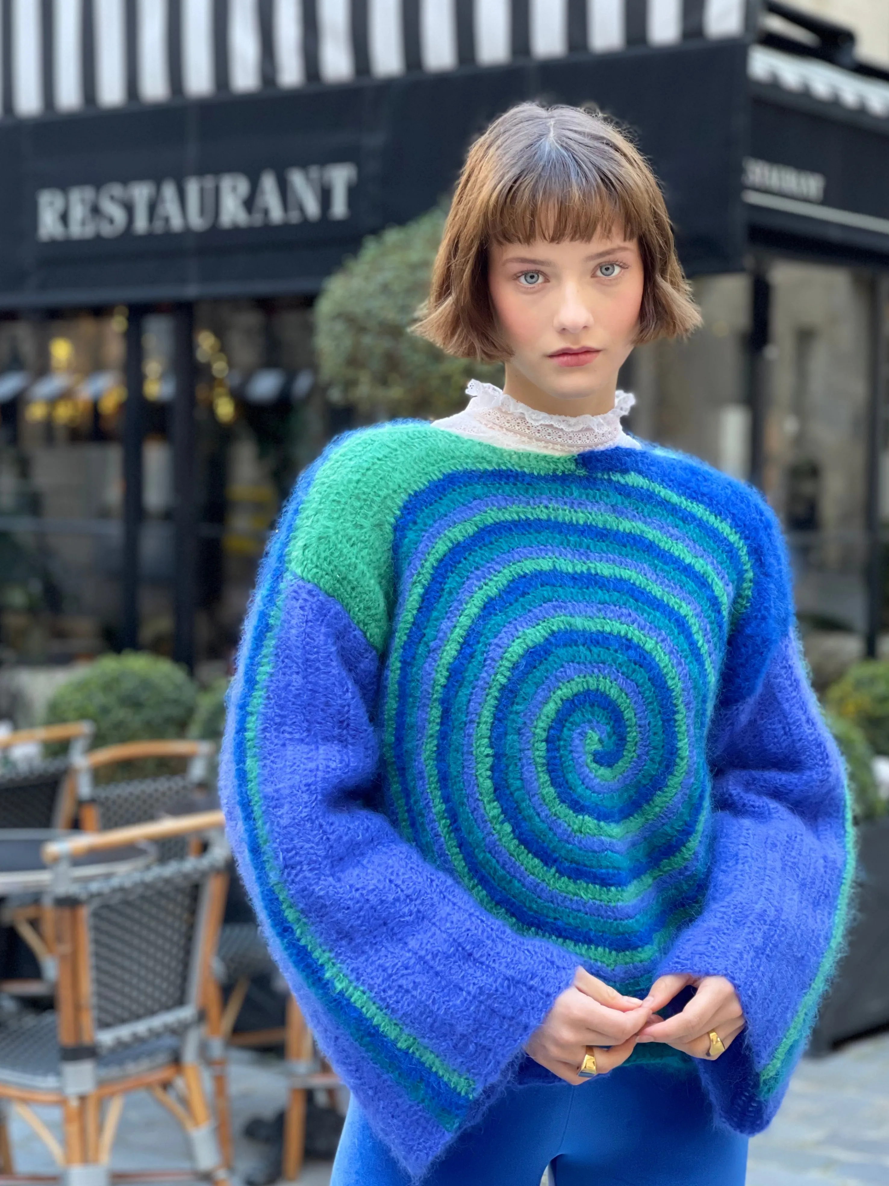 Rose Carmine Sweaters-BLUE SPIRALES SWEATER