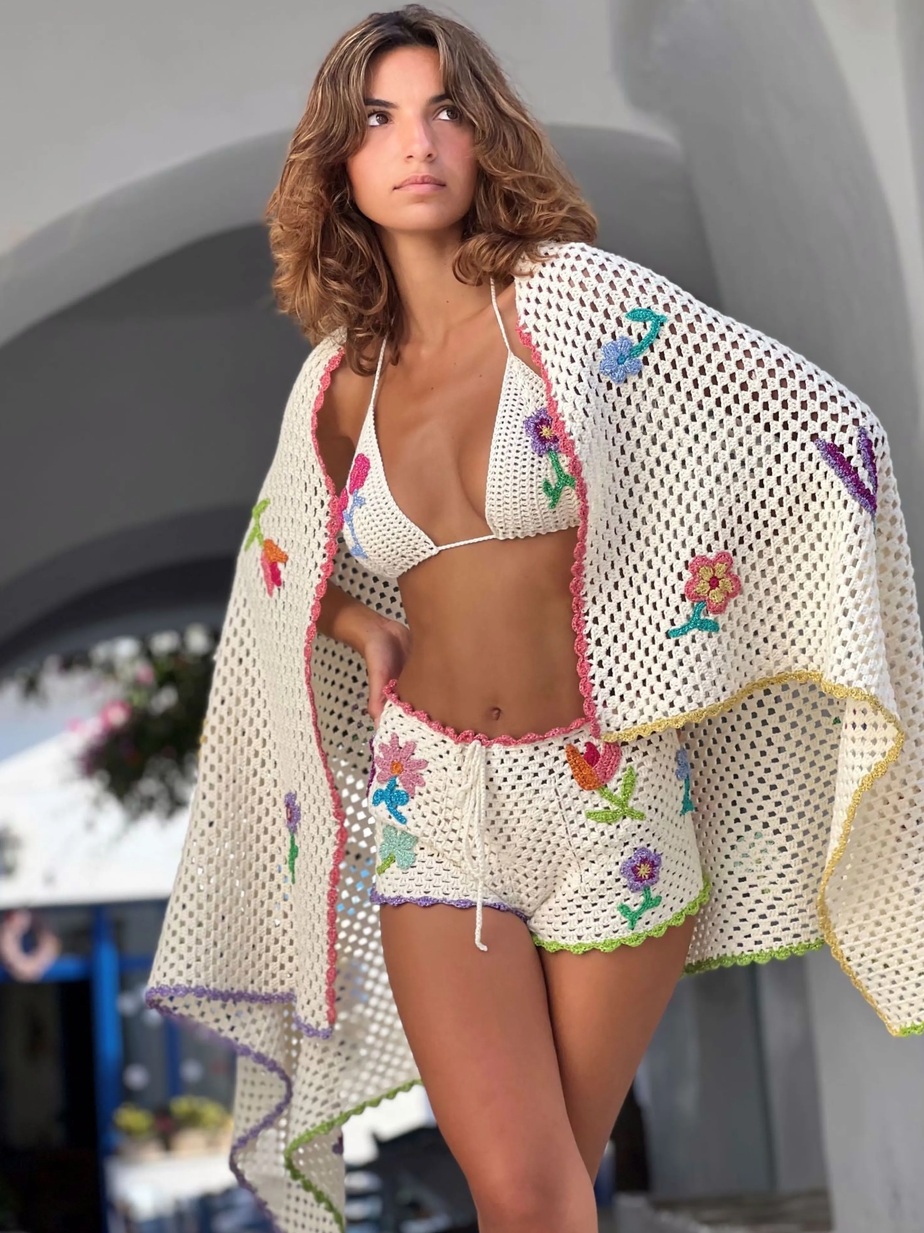 Rose Carmine Accessories-SHAWL BLOOM