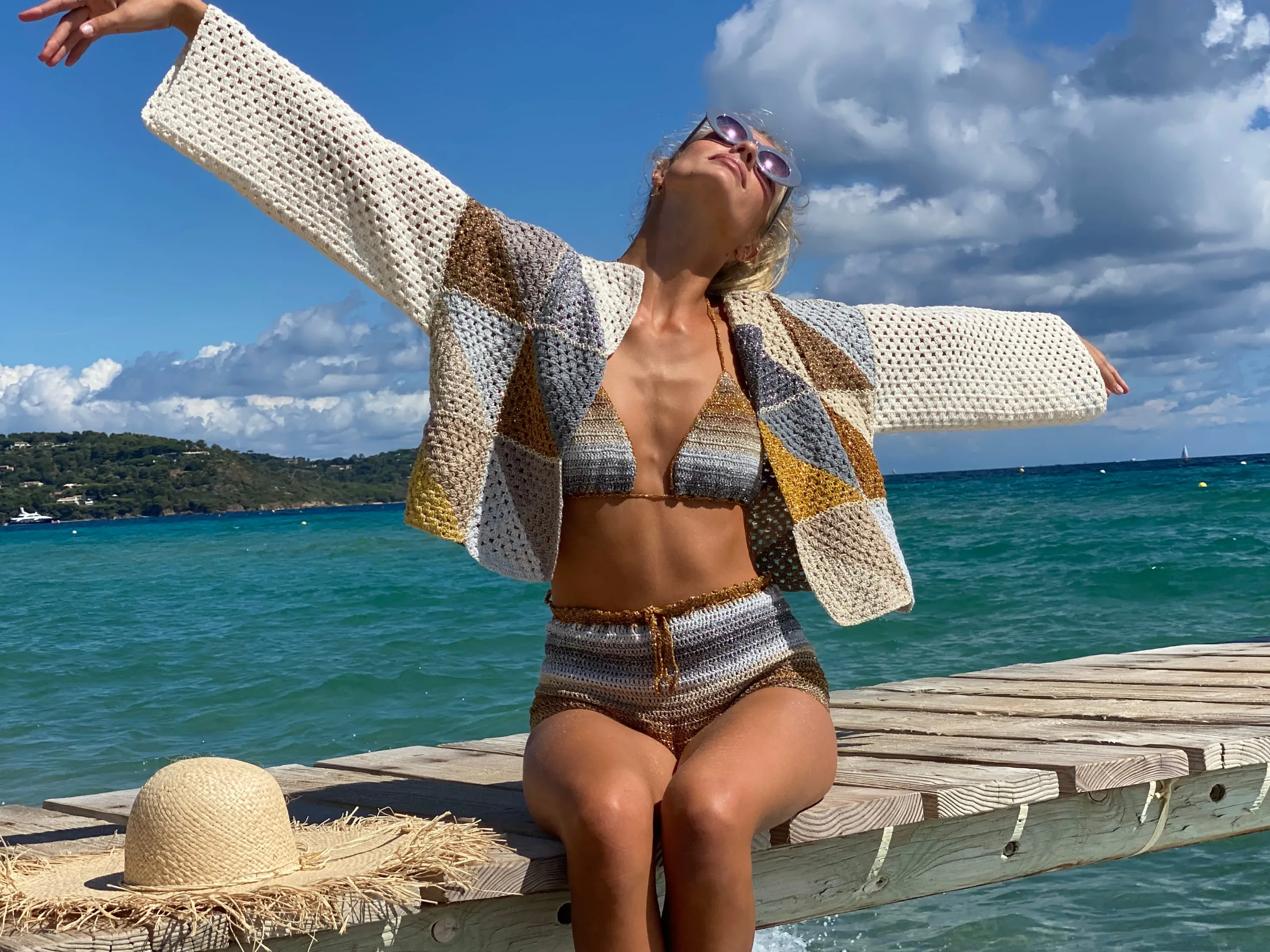 Rose Carmine Iconics|Boleros-GOLD & SILVER DIAGONALES BOLERO