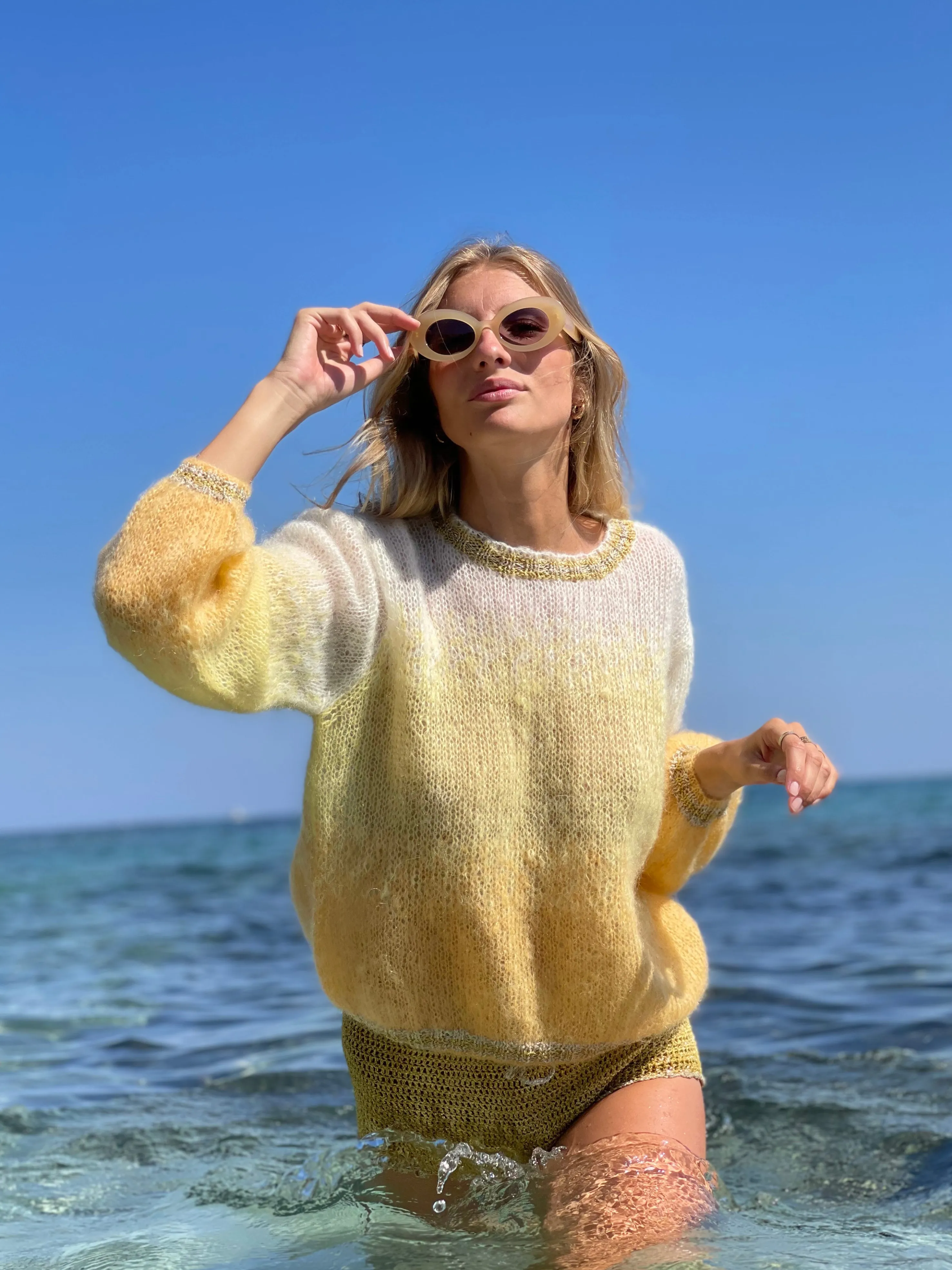 Rose Carmine Sweaters-YELLOW TIE&DYE 3 COLORS SWEATER