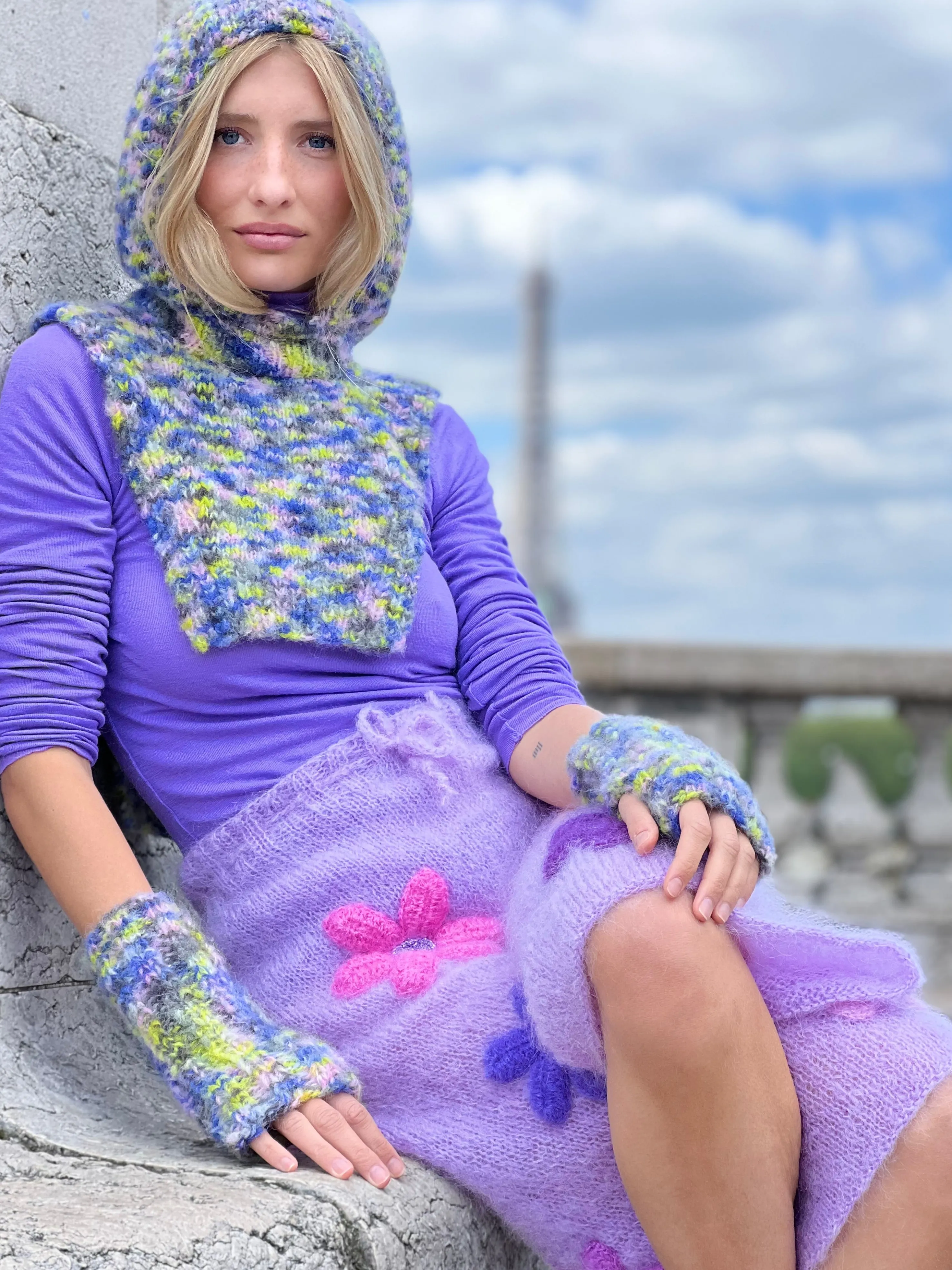 Rose Carmine Accessories-HOODIE & MITTENS DOUDOU MULTI