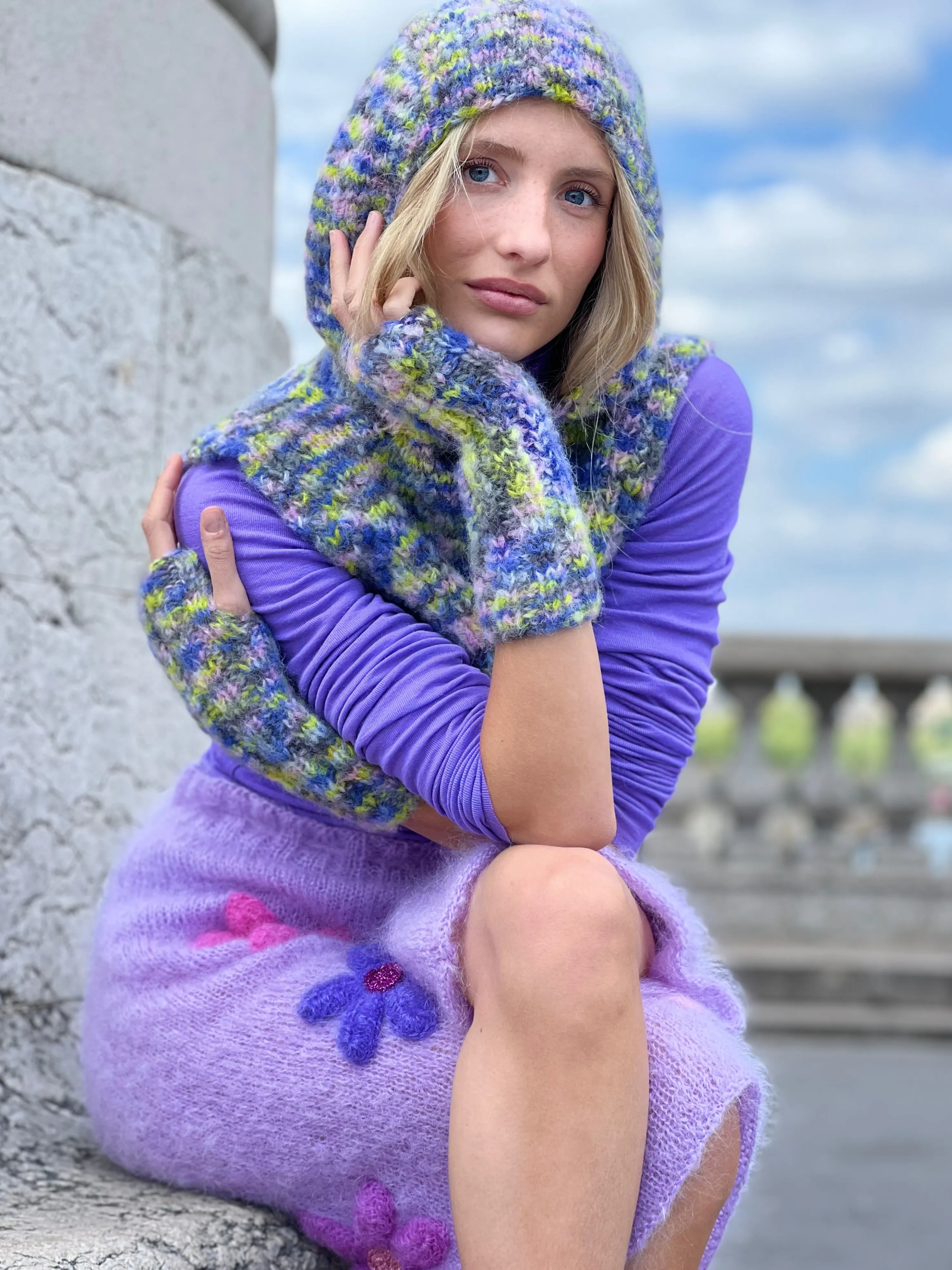 Rose Carmine Accessories-HOODIE & MITTENS DOUDOU MULTI