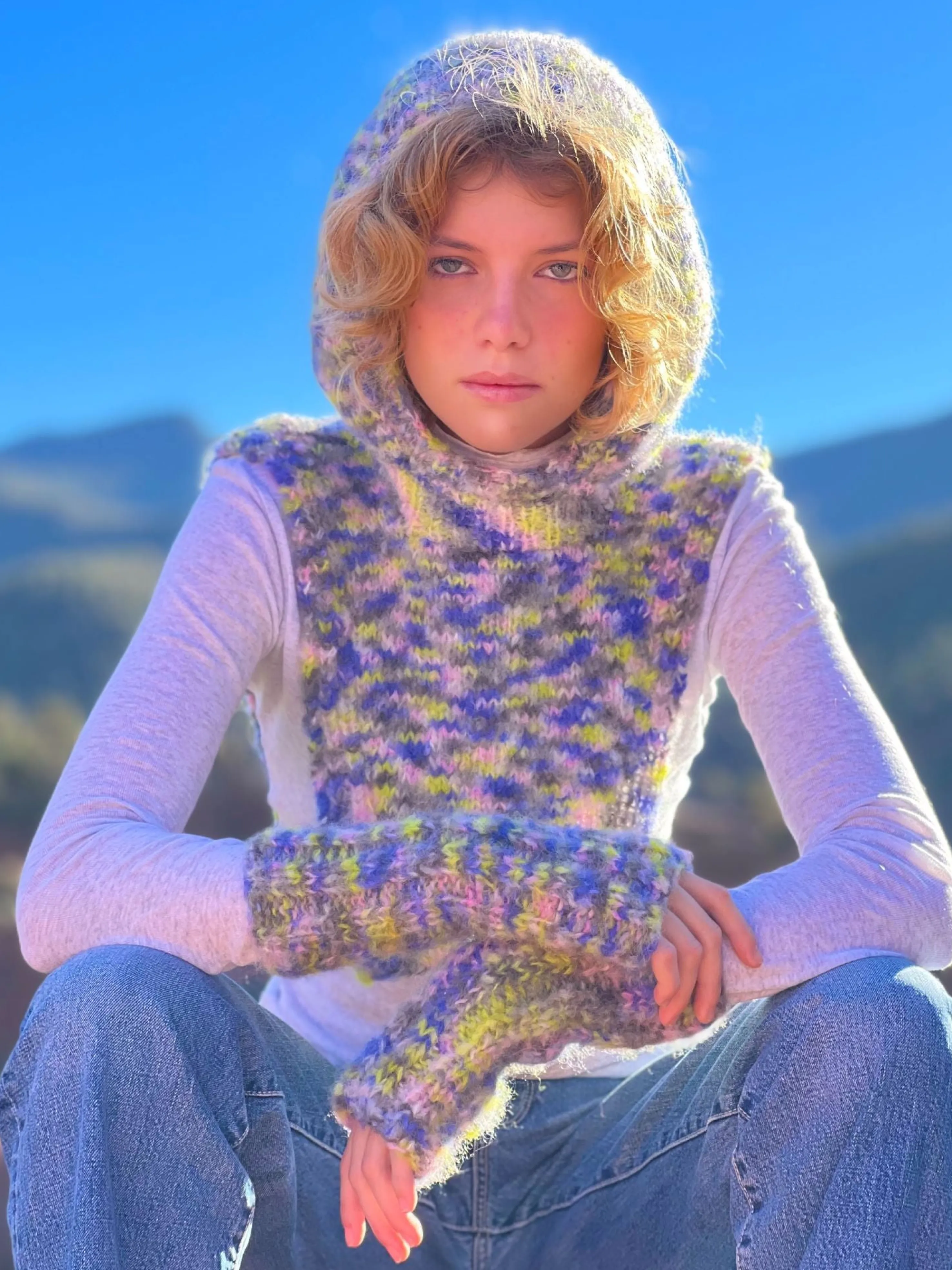 Rose Carmine Accessories-HOODIE & MITTENS DOUDOU MULTI