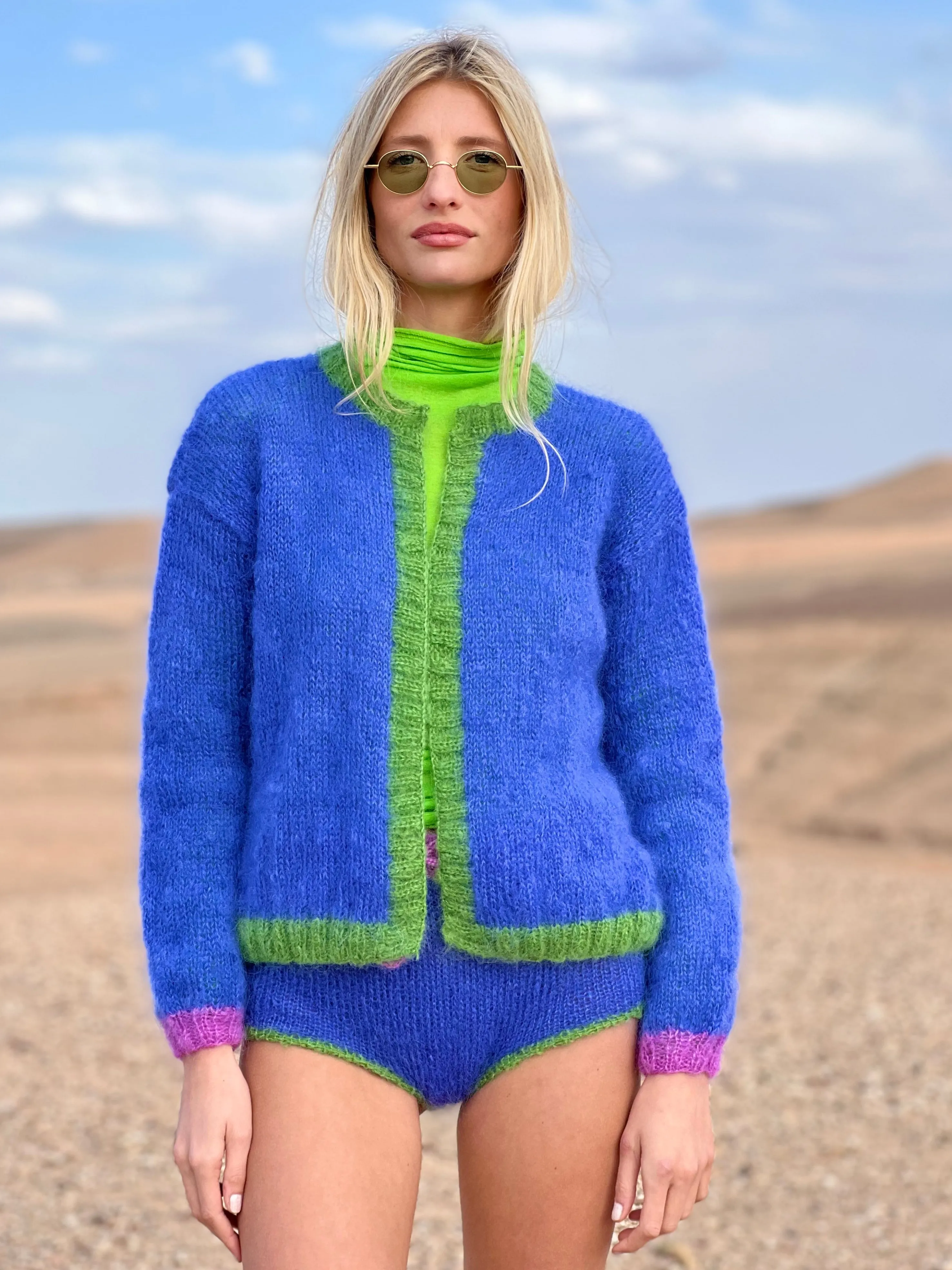 Rose Carmine Jackets-LITTLE JACKET COLORBLOCK BLUE