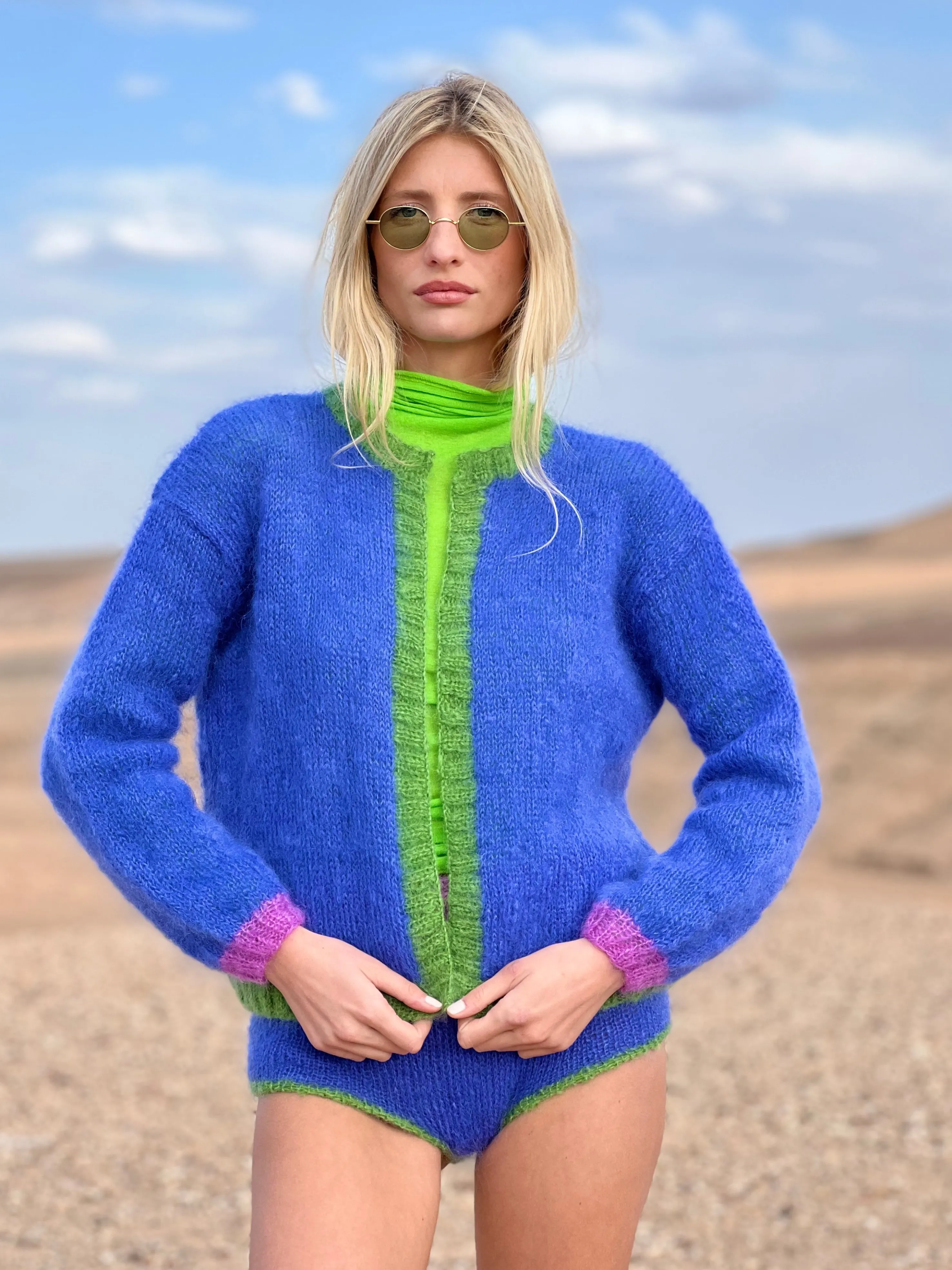 Rose Carmine Jackets-LITTLE JACKET COLORBLOCK BLUE