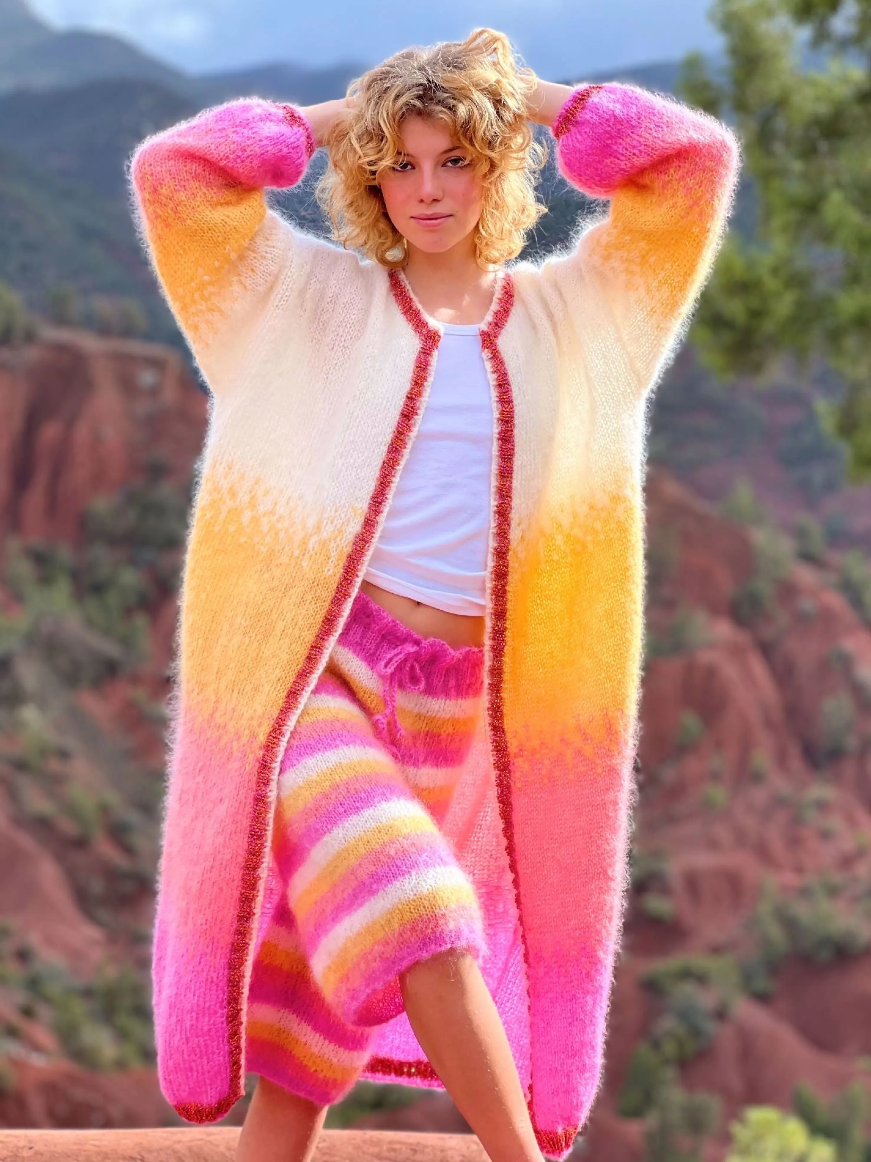 Rose Carmine Coats-COAT TIE&DYE SUNSHINE