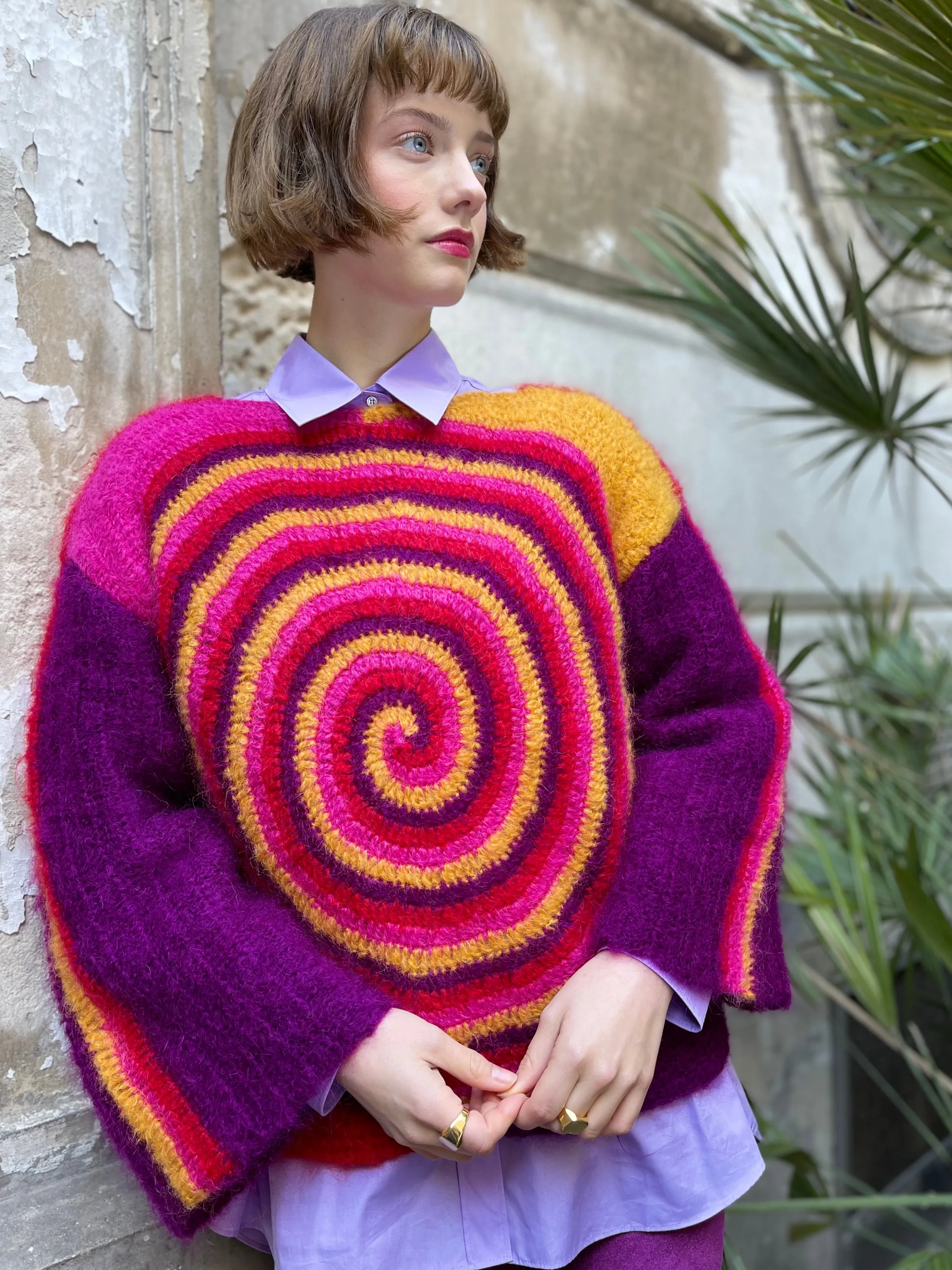 Rose Carmine Sweaters-RED SPIRALES SWEATER