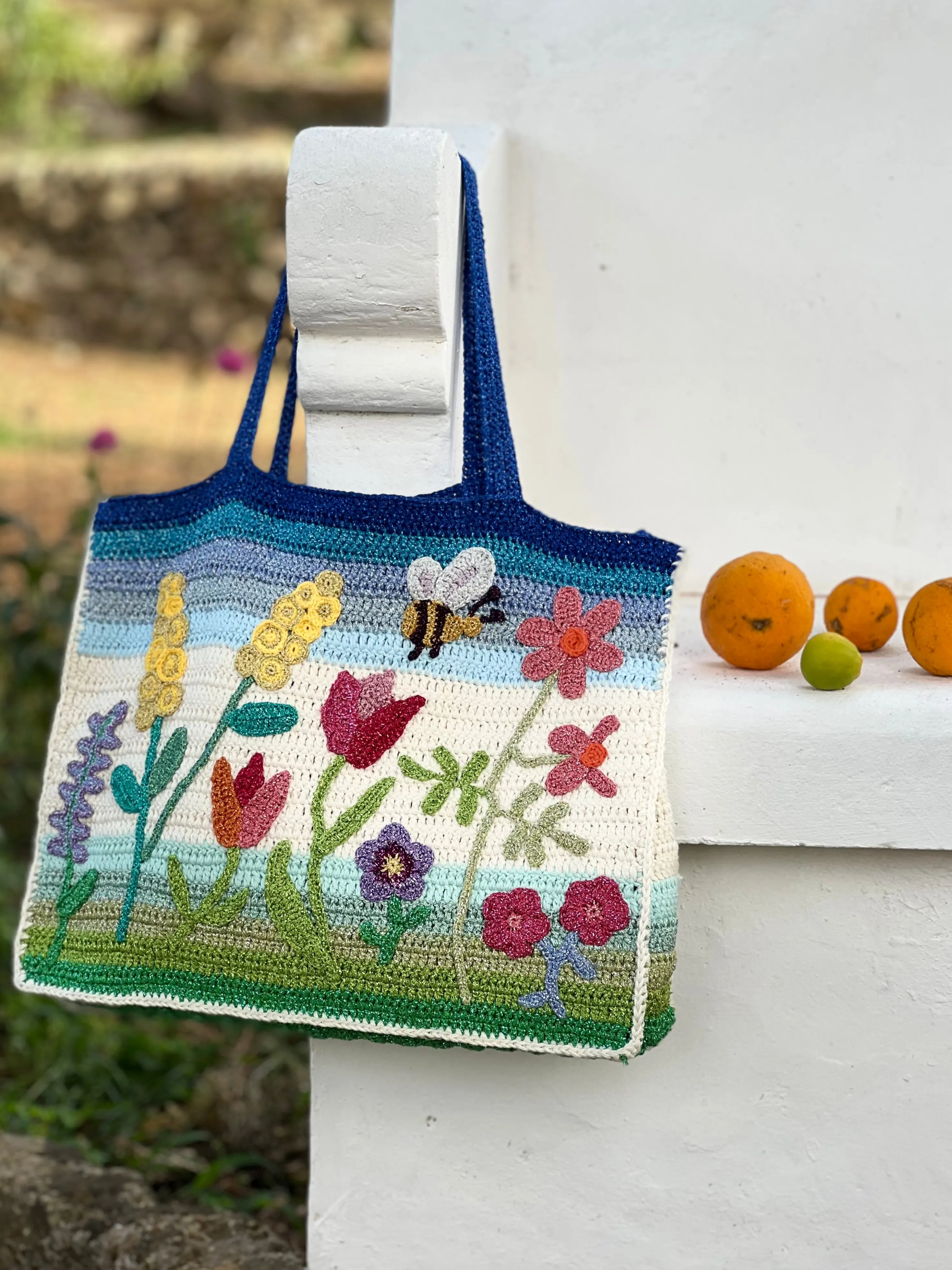 Rose Carmine Accessories-BAG CABAS GARDEN PARTY