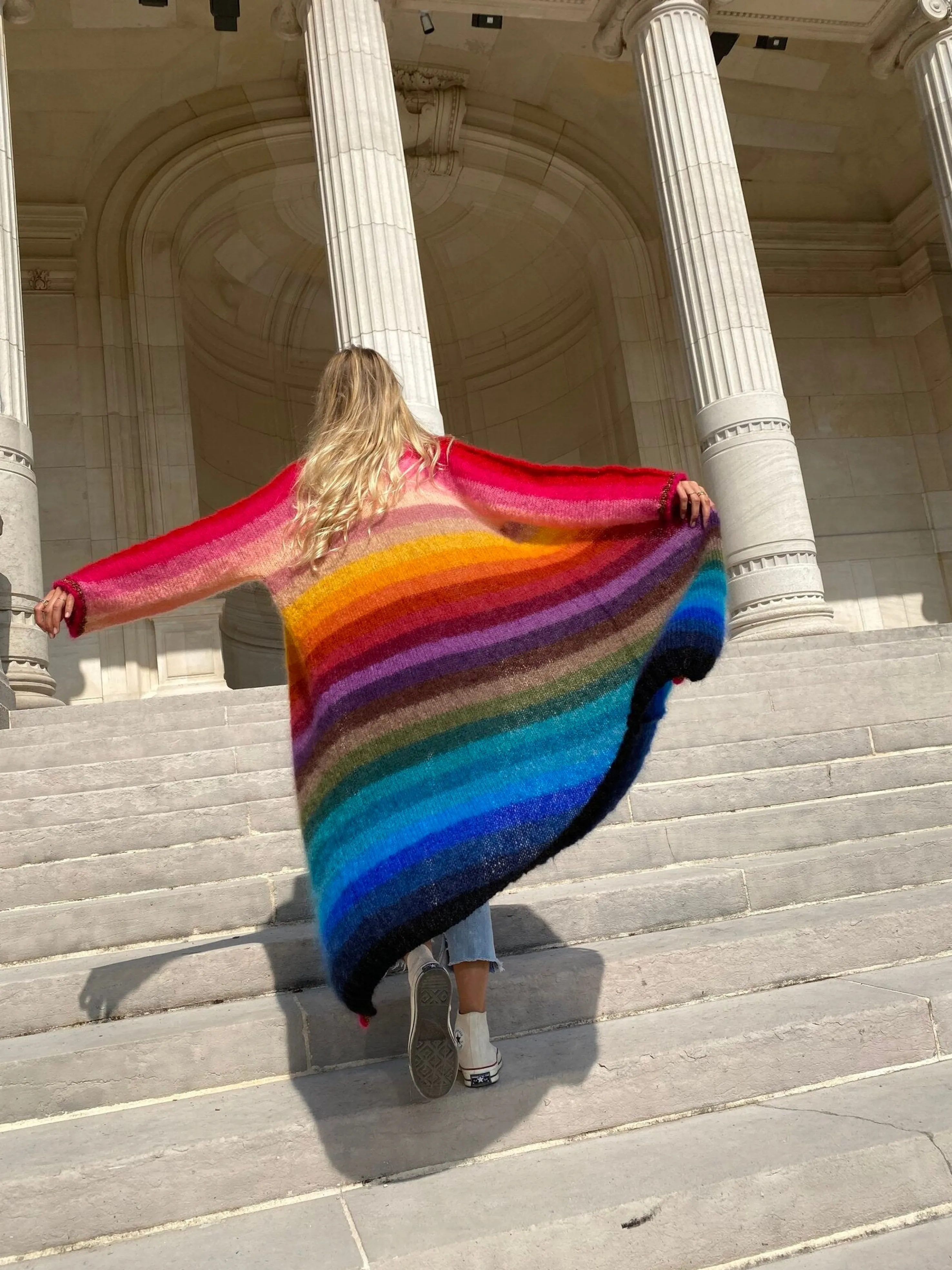 Rose Carmine Iconics|Coats-COAT STRIPES MULTICOLOR