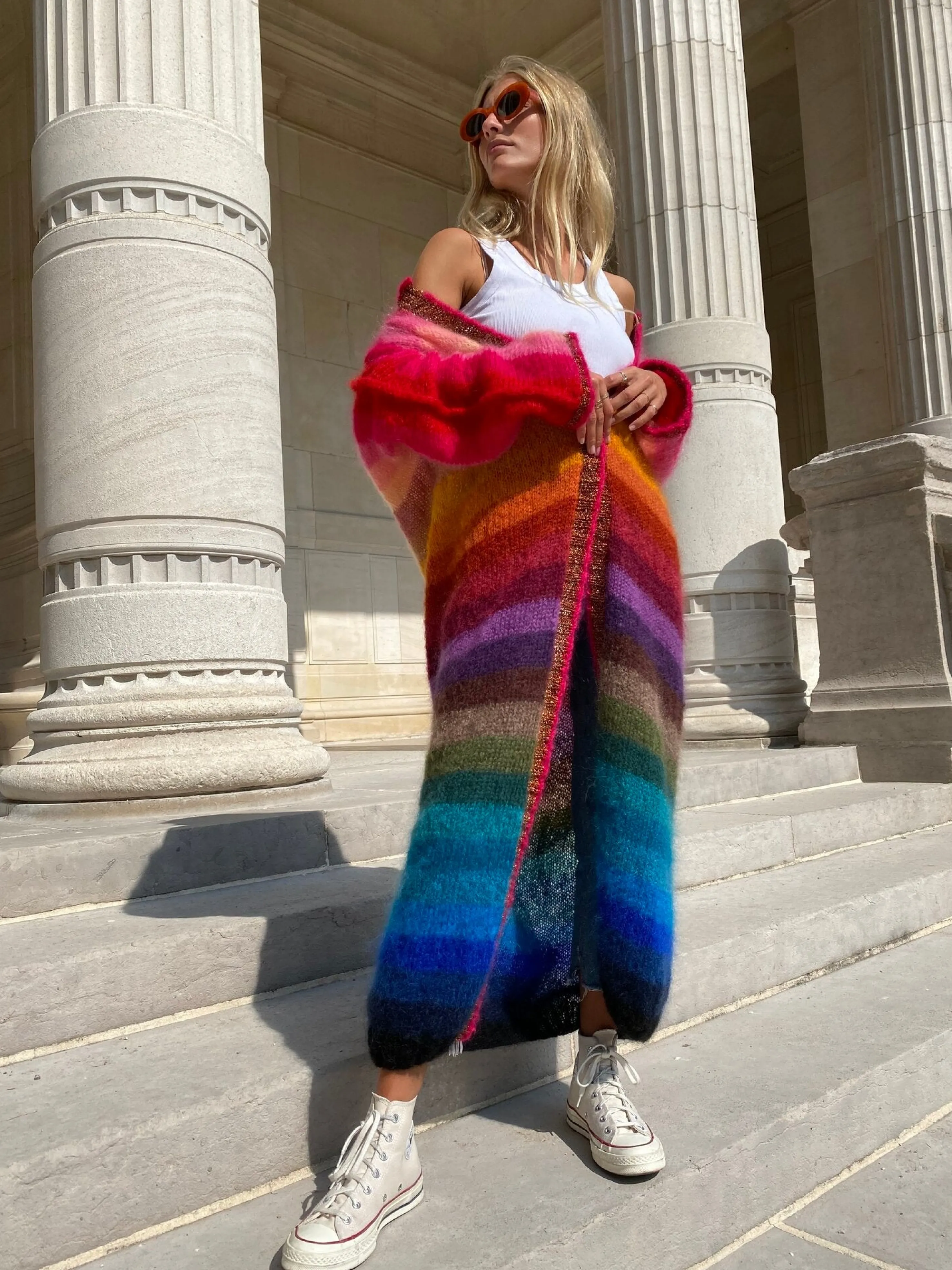 Rose Carmine Iconics|Coats-COAT STRIPES MULTICOLOR