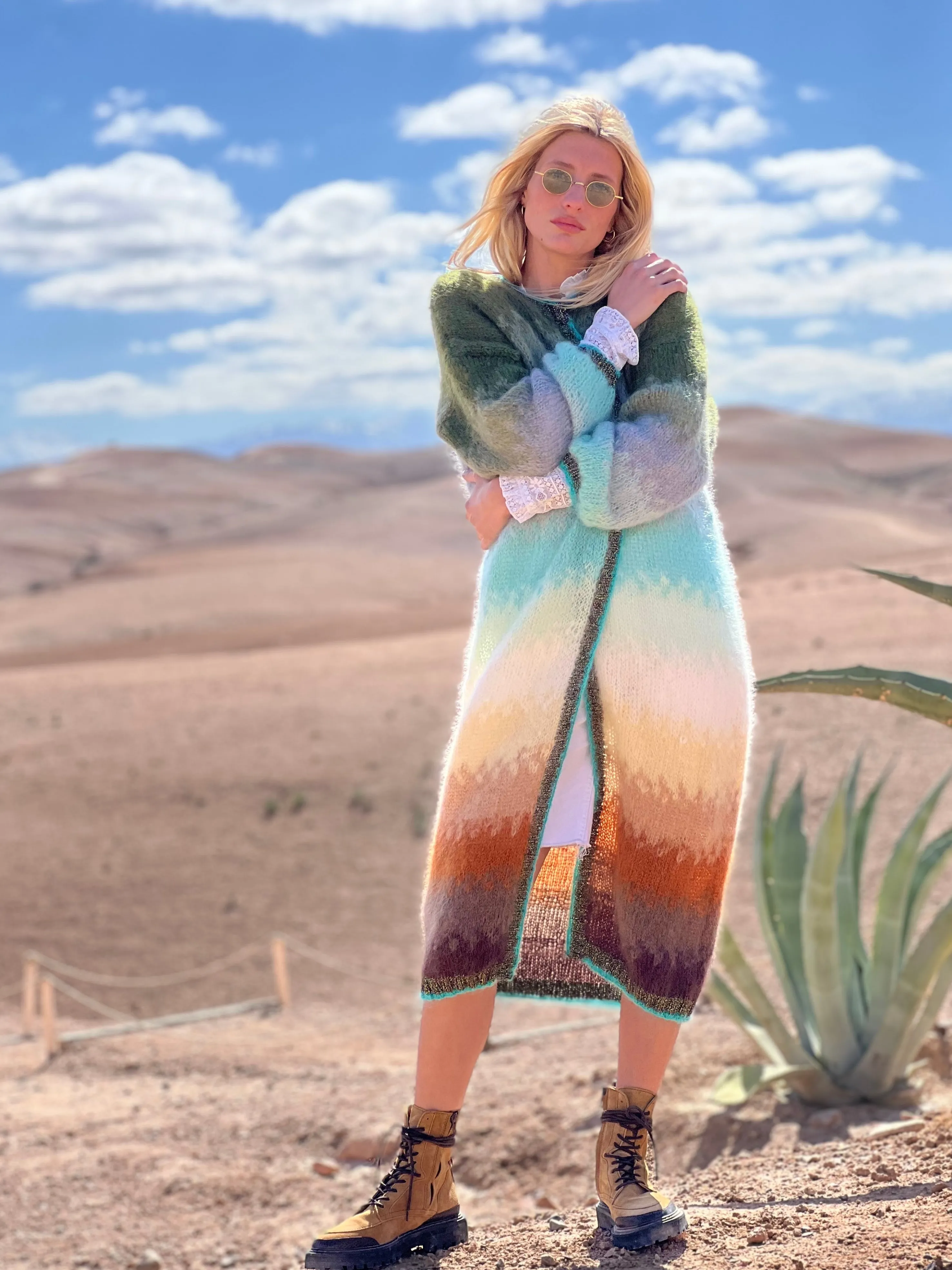 Rose Carmine Iconics|Coats-COAT TIE&DYE 12 COLORS CHOCO / KAKI