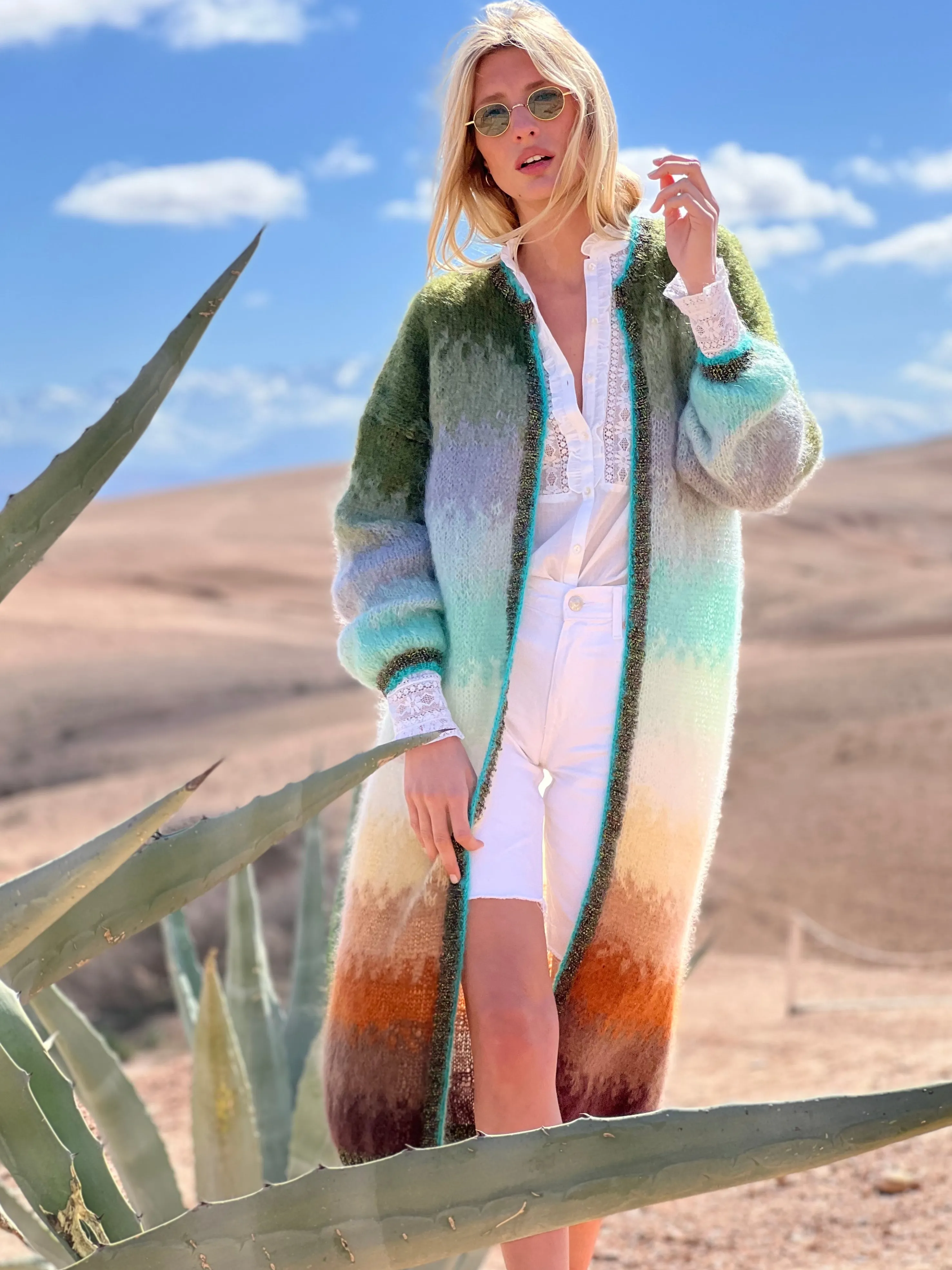 Rose Carmine Iconics|Coats-COAT TIE&DYE 12 COLORS CHOCO / KAKI