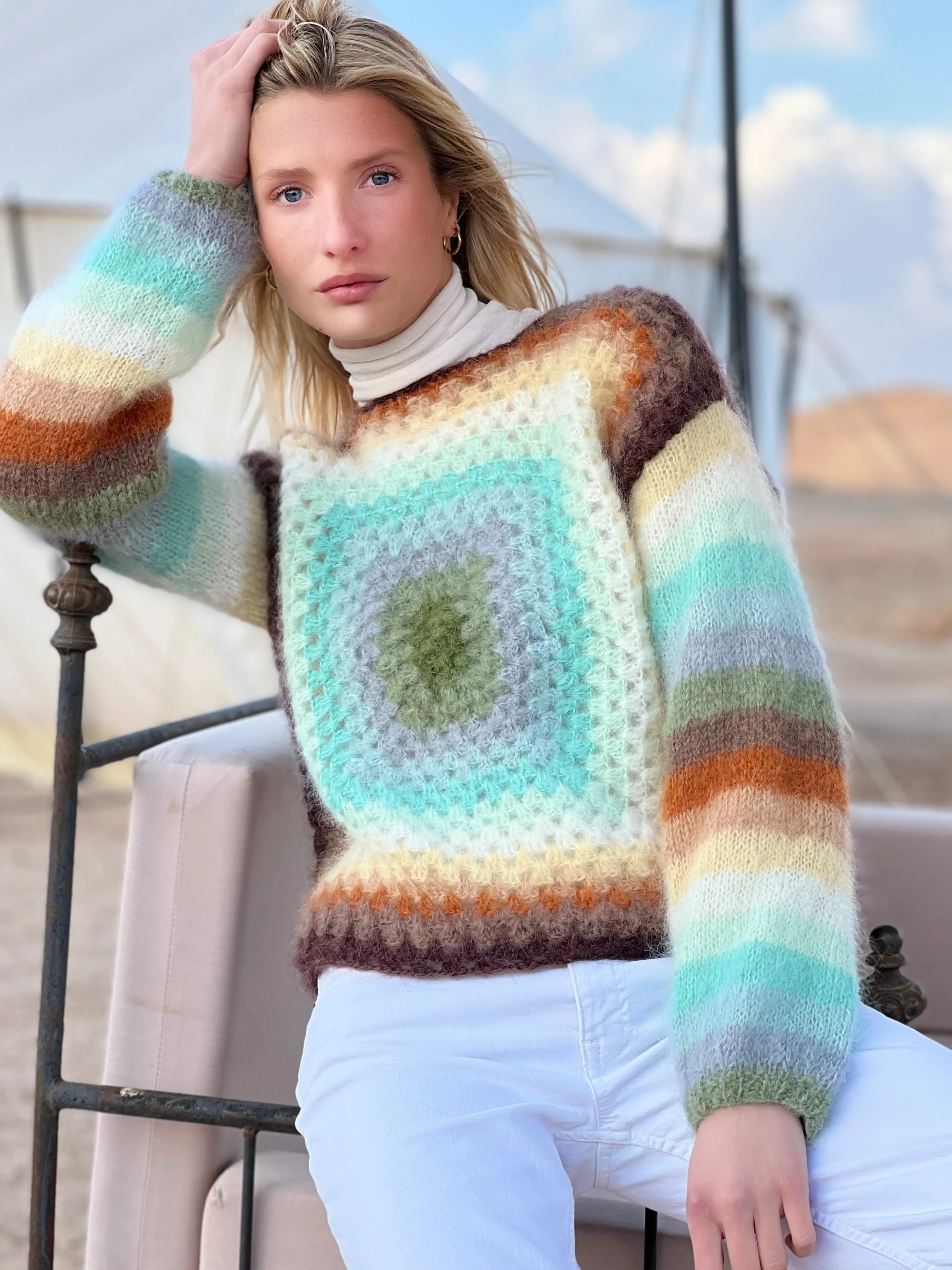 Rose Carmine Sweaters-SWEATER COLORSHOT CHOCO / KAKI