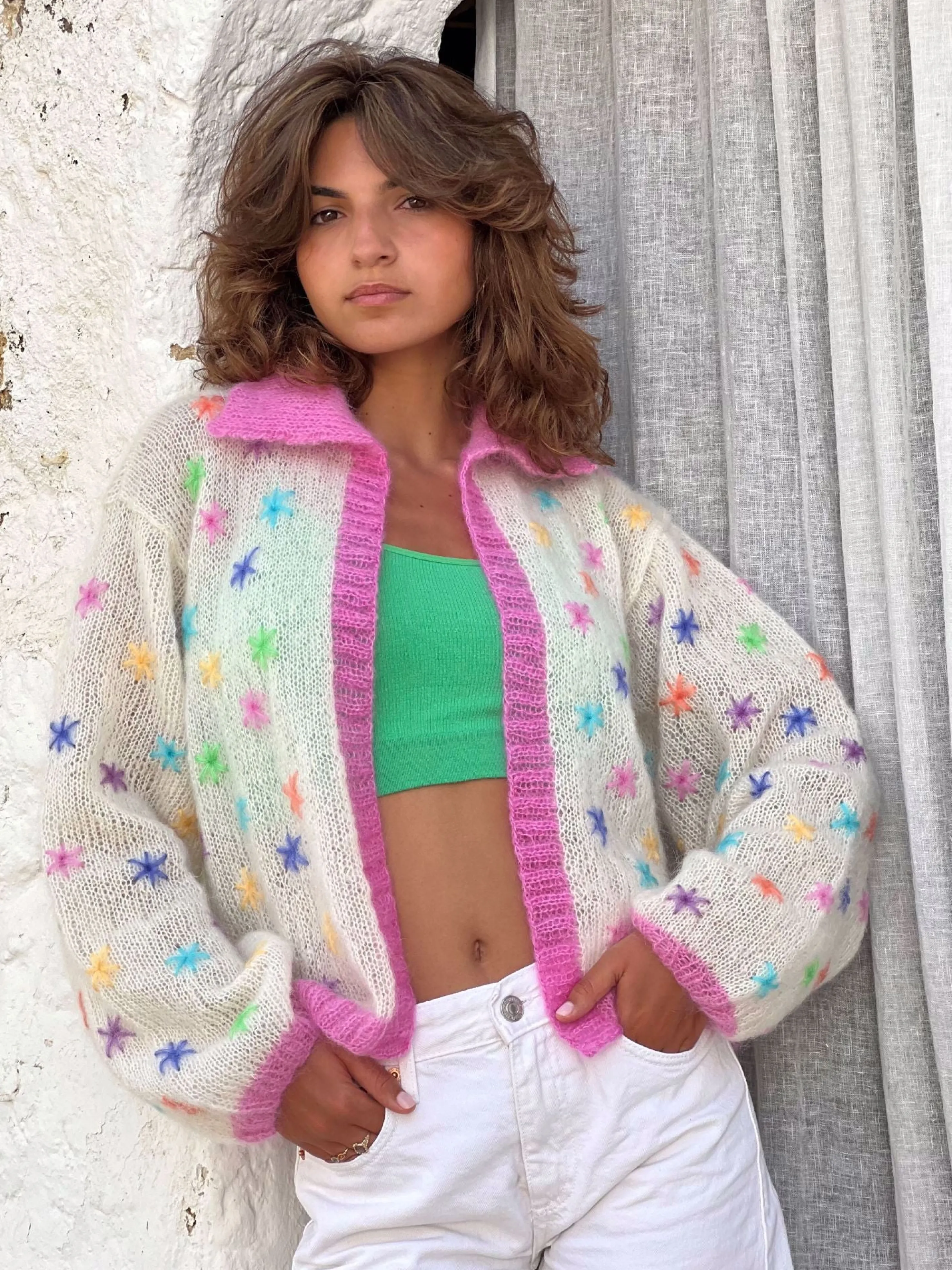 Rose Carmine Jackets-LITTLE JACKET STARS