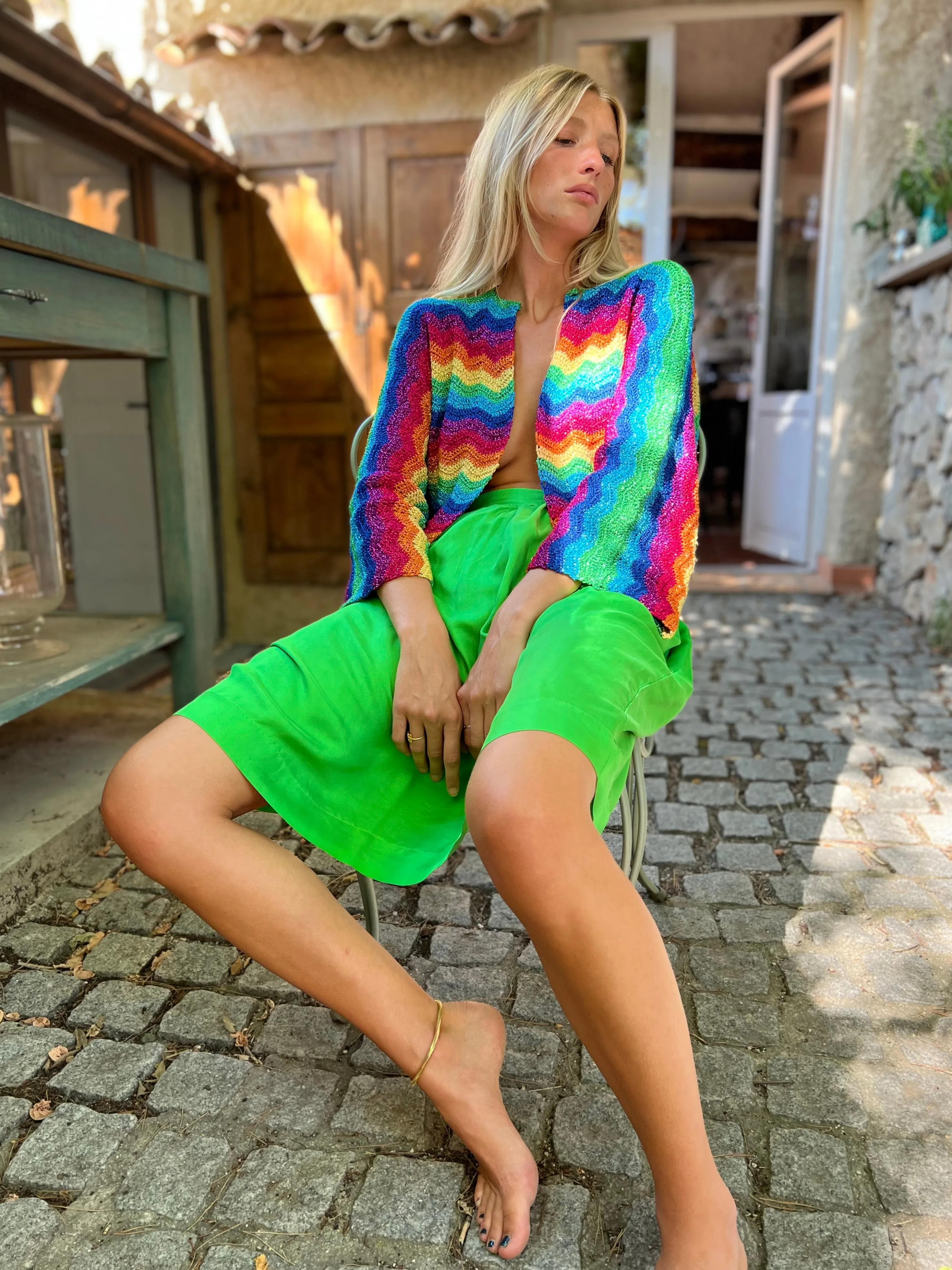 Rose Carmine Boleros-MULTICOLOR WAVE LUREX BOLERO