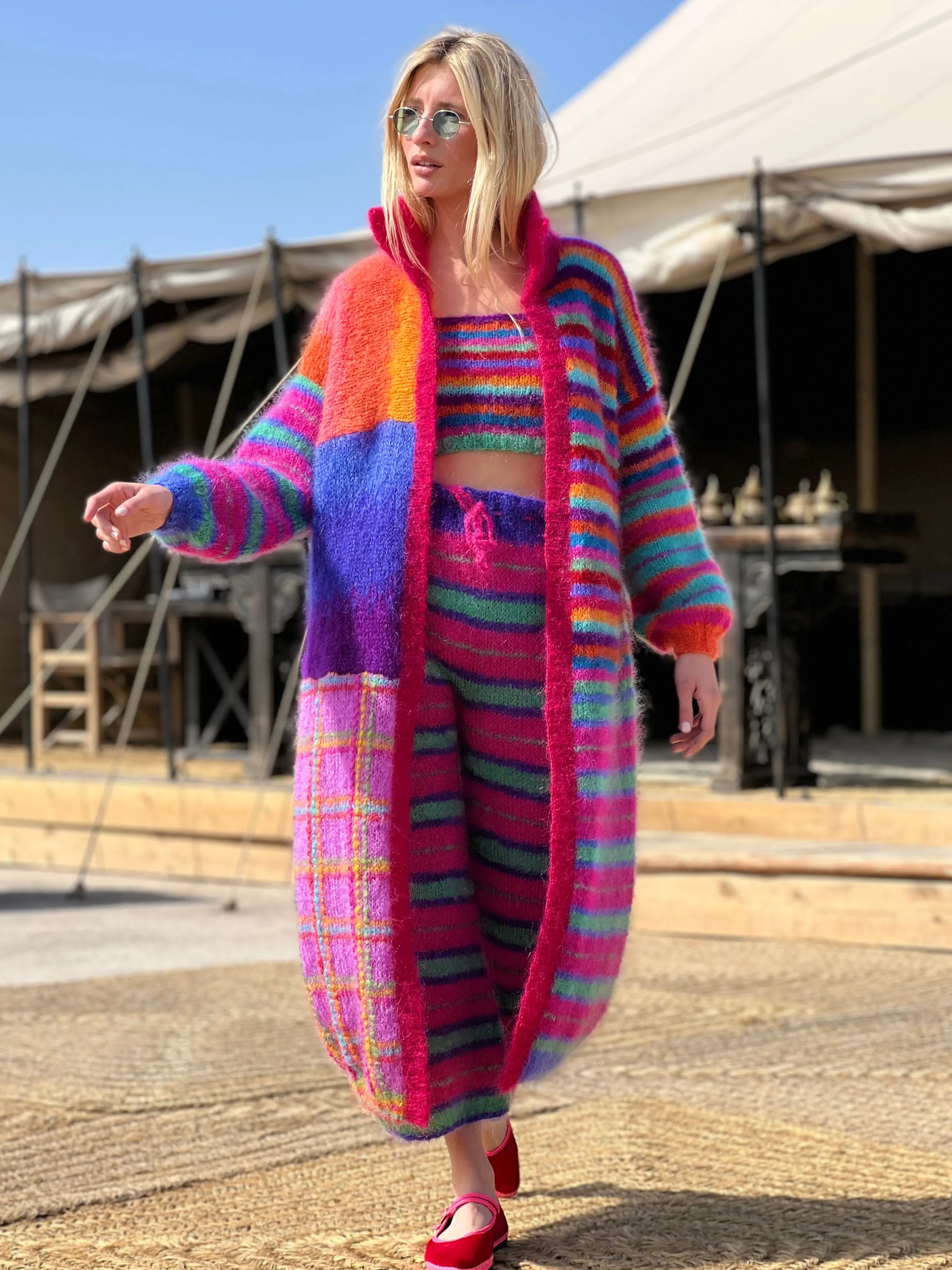 Rose Carmine Iconics|Coats-COAT PATCHWORK STRONGS