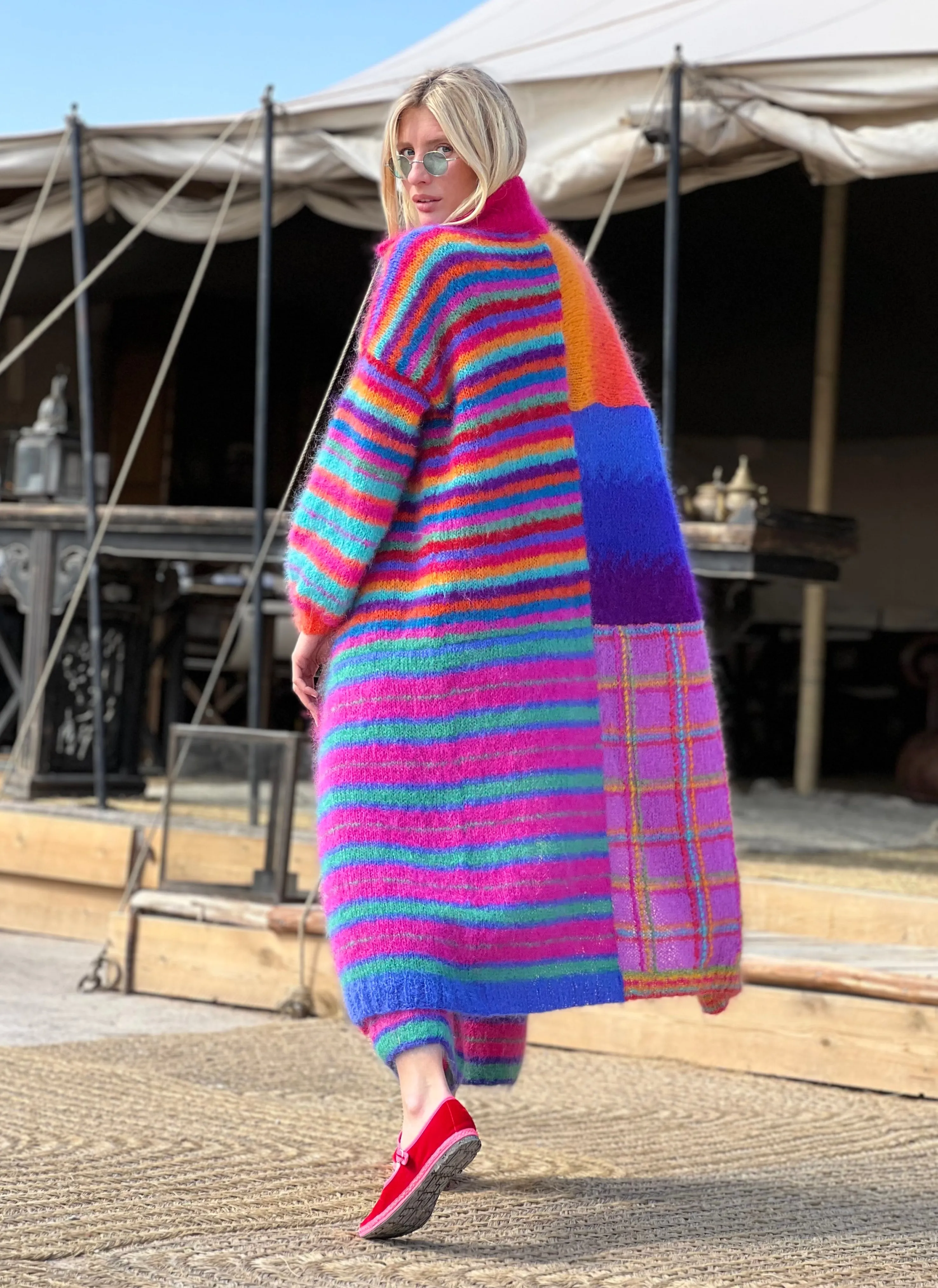 Rose Carmine Iconics|Coats-COAT PATCHWORK STRONGS