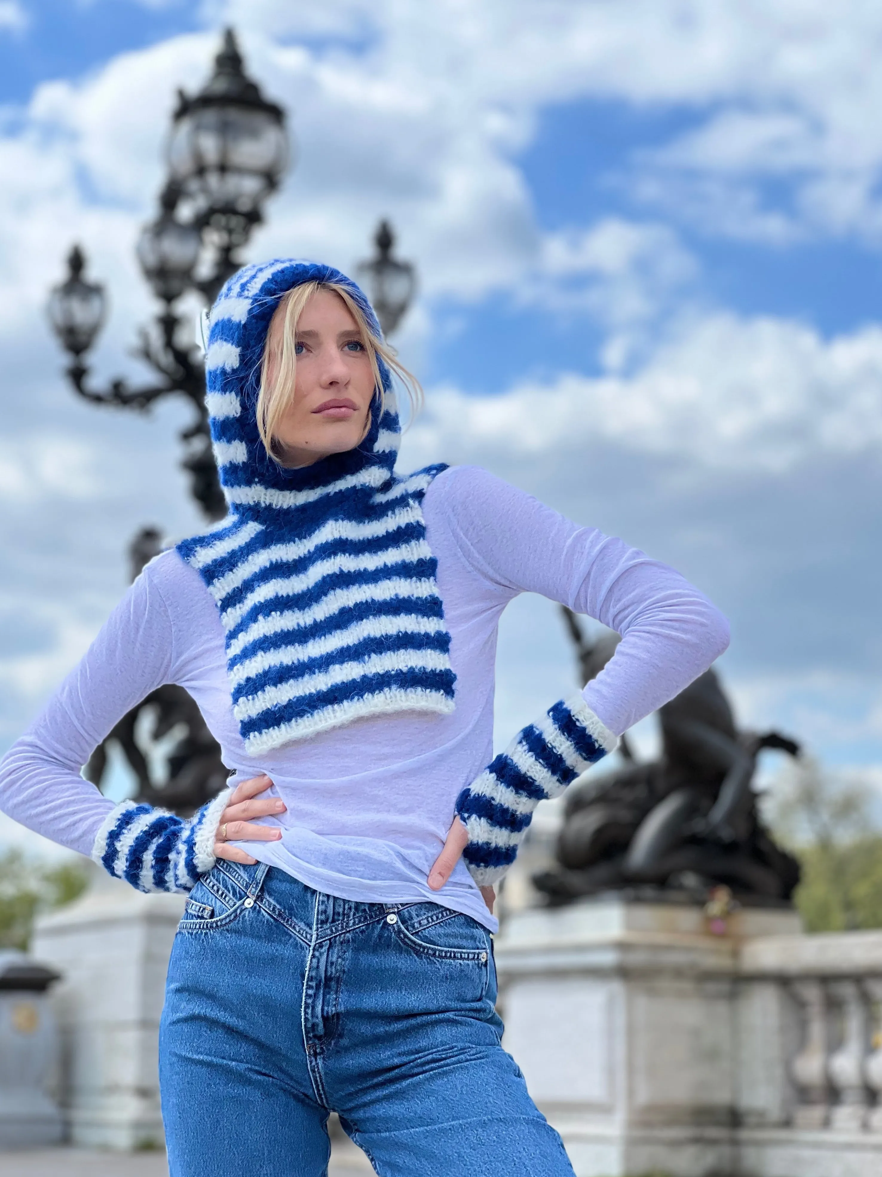 Rose Carmine Accessories-HOODIE & MITTENS DOUDOU NAVY